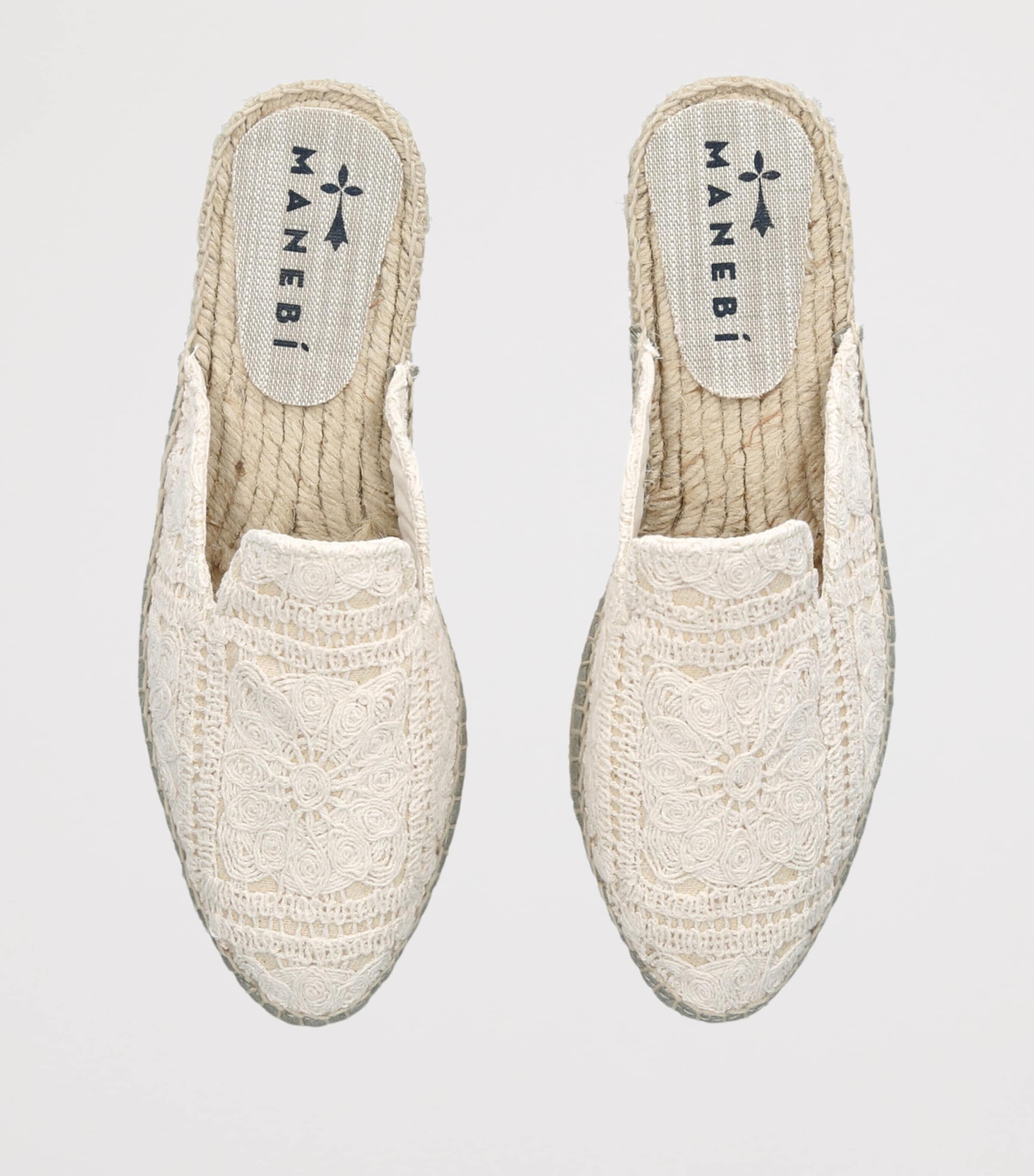 Manebi Woven La Havana Espadrille Slides Bone Image 4