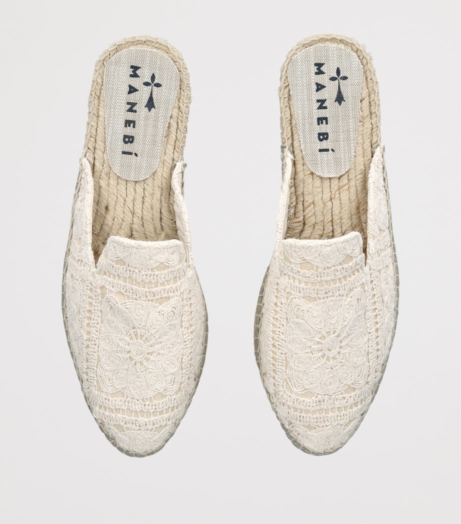 Manebi Woven La Havana Espadrille Slides Bone Image 4