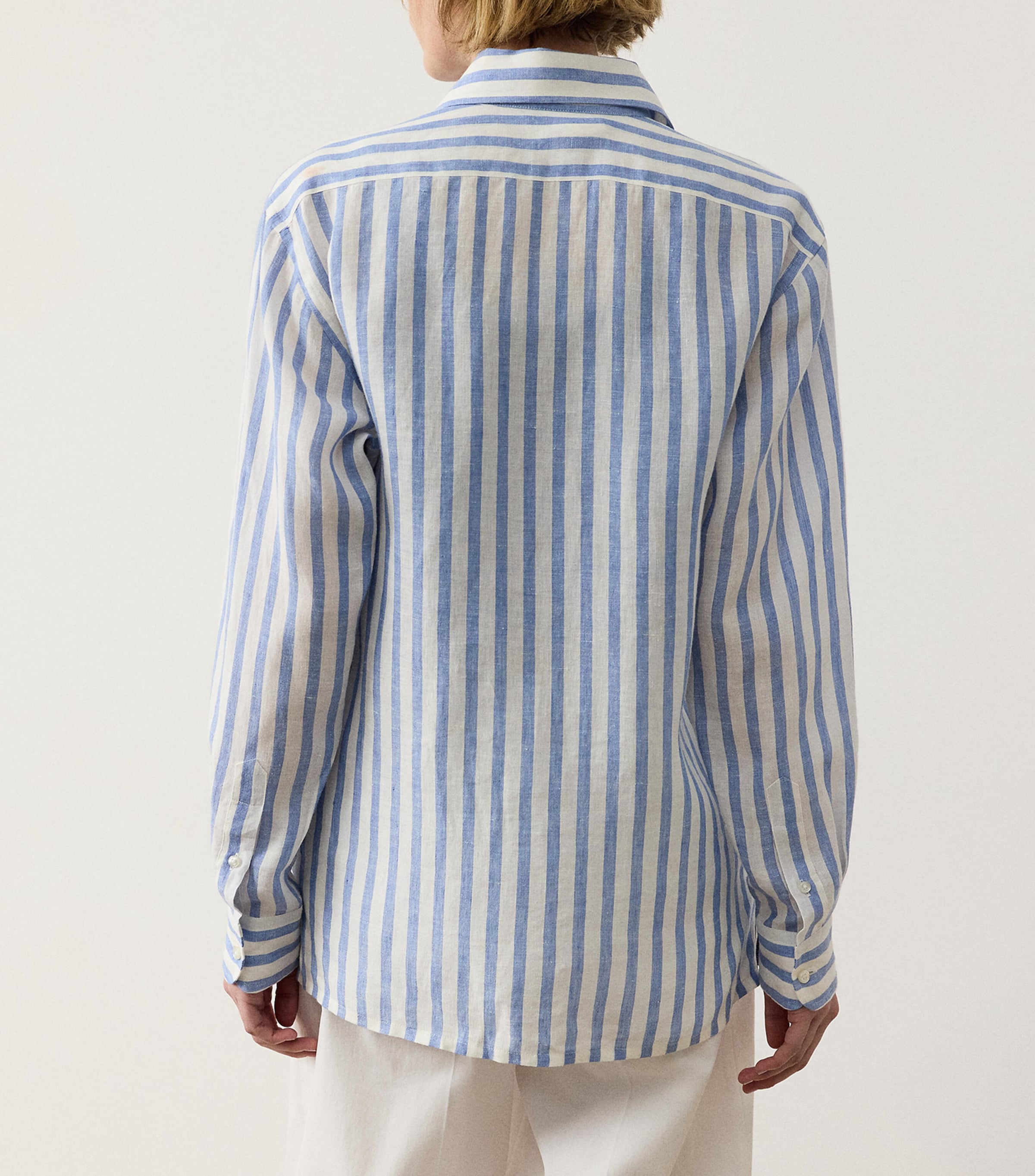 Ralph Lauren Collection Womens Linen Capri Shirt Cream/cornflower Image 3