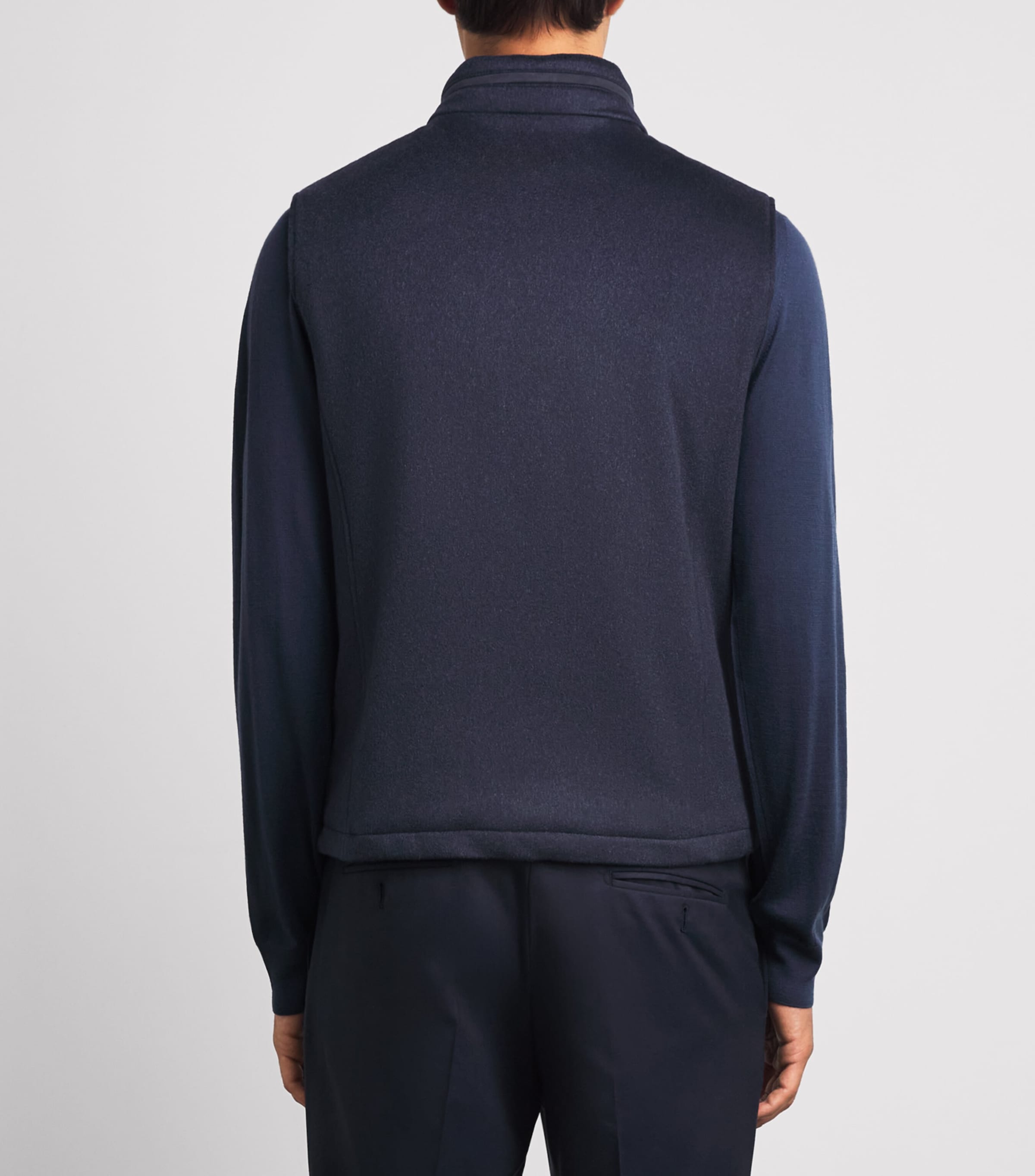 Corneliani Mens Virgin Wool Padded Gilet Navy Blue Image 5