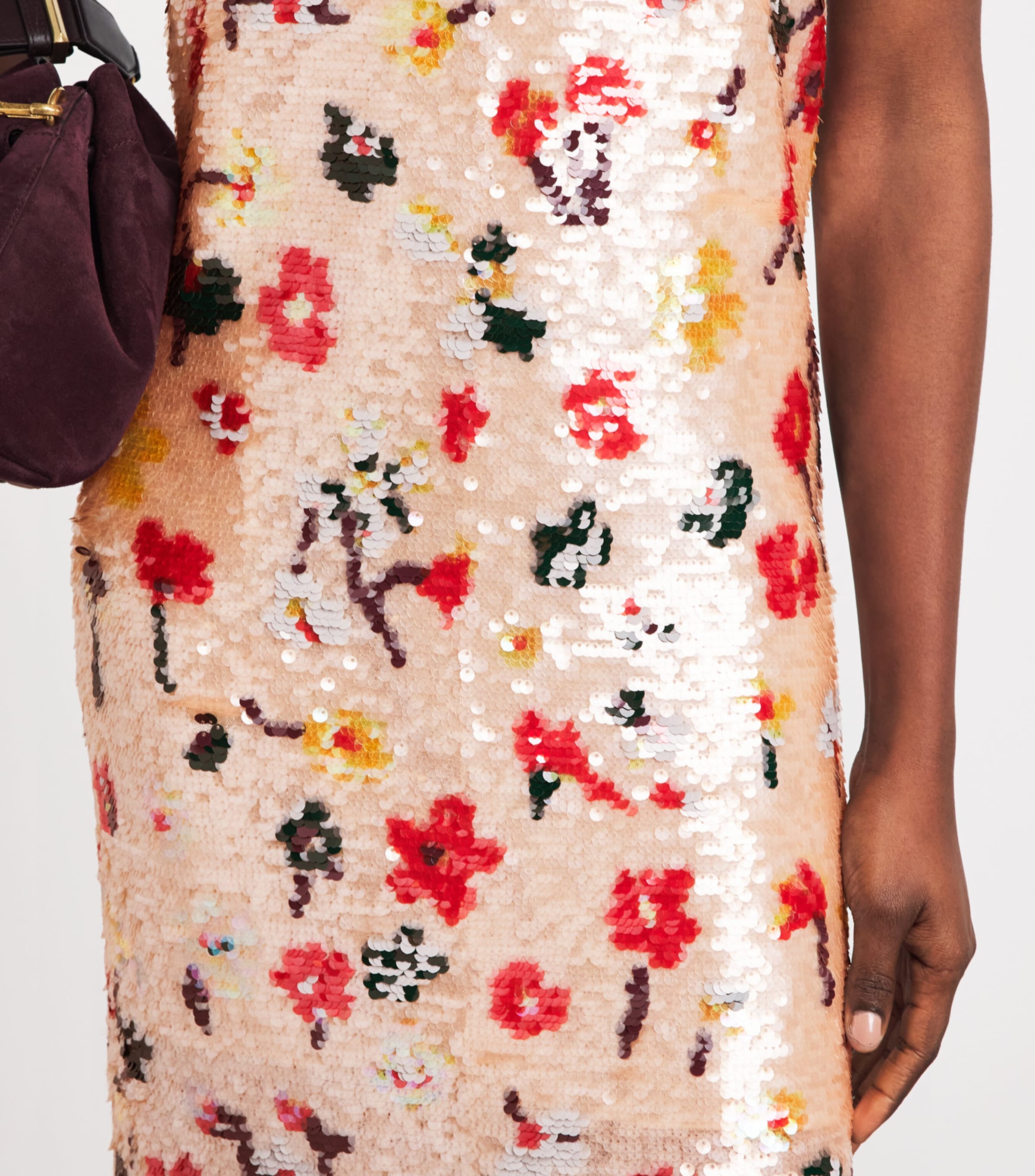 Tory Burch Womens Strapless Sequin Midi Dress Pink Floral Image 5