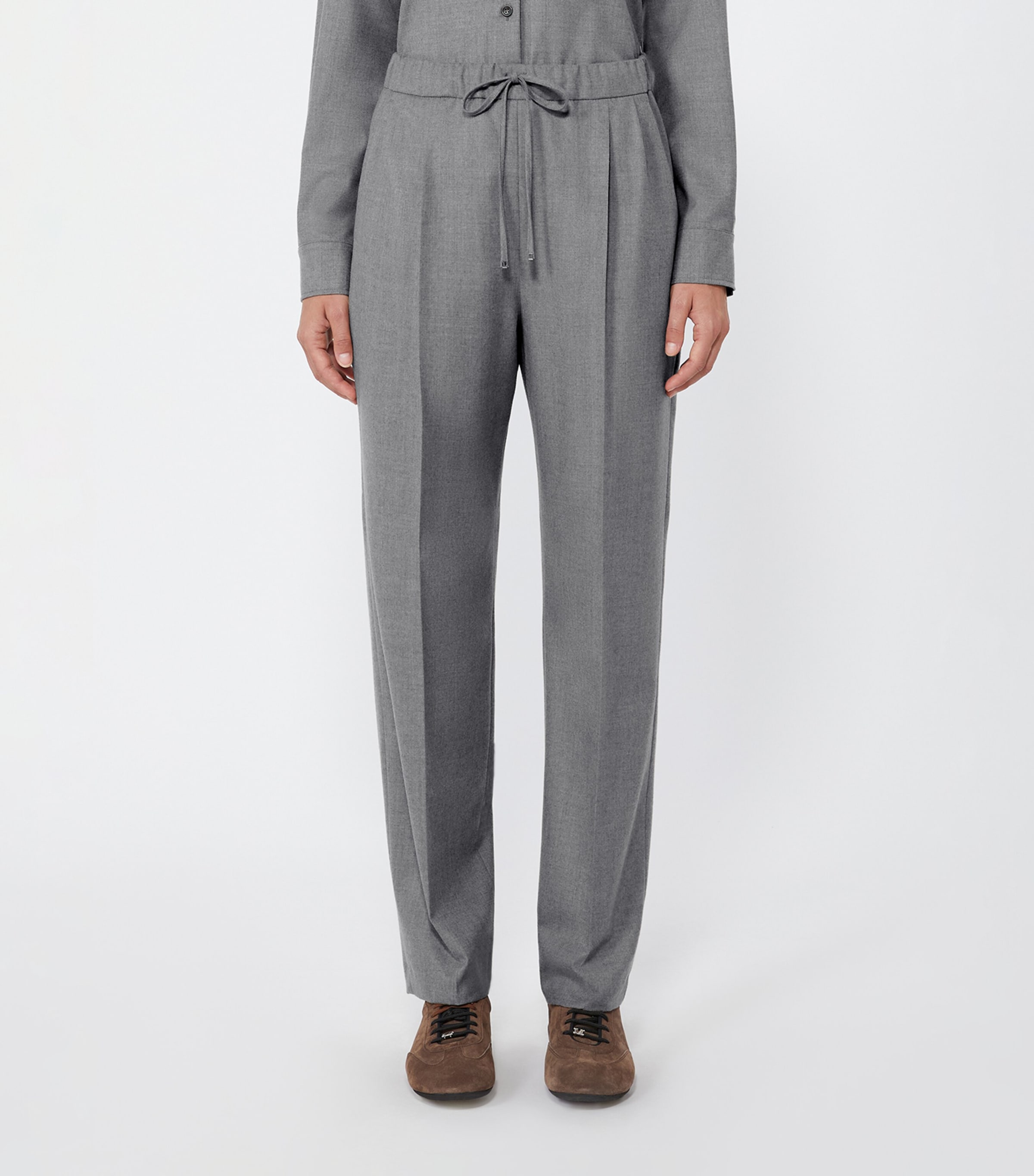 Max Mara Womens Cashmere Drawstring Straight Trousers Medium Grey Image 3