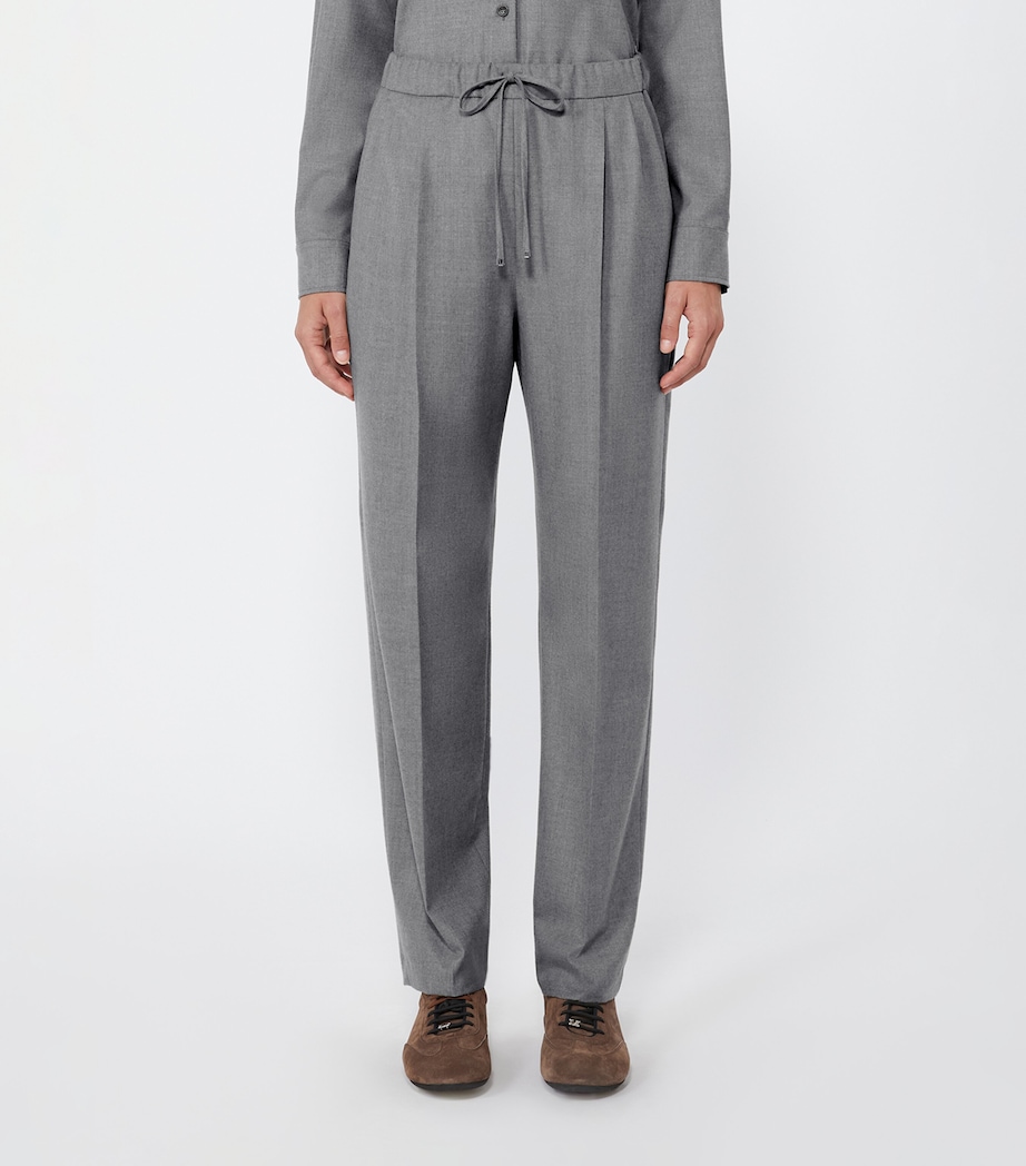 Max Mara Womens Cashmere Drawstring Straight Trousers Medium Grey Image 3