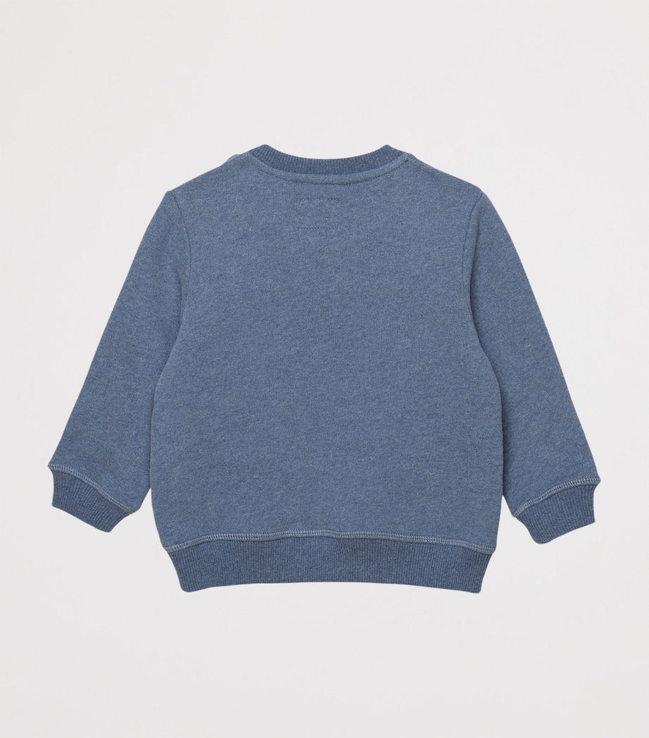 Cotton Dinosaur Sweatshirt (3-24 Months) MID BLUE MARL Image 2
