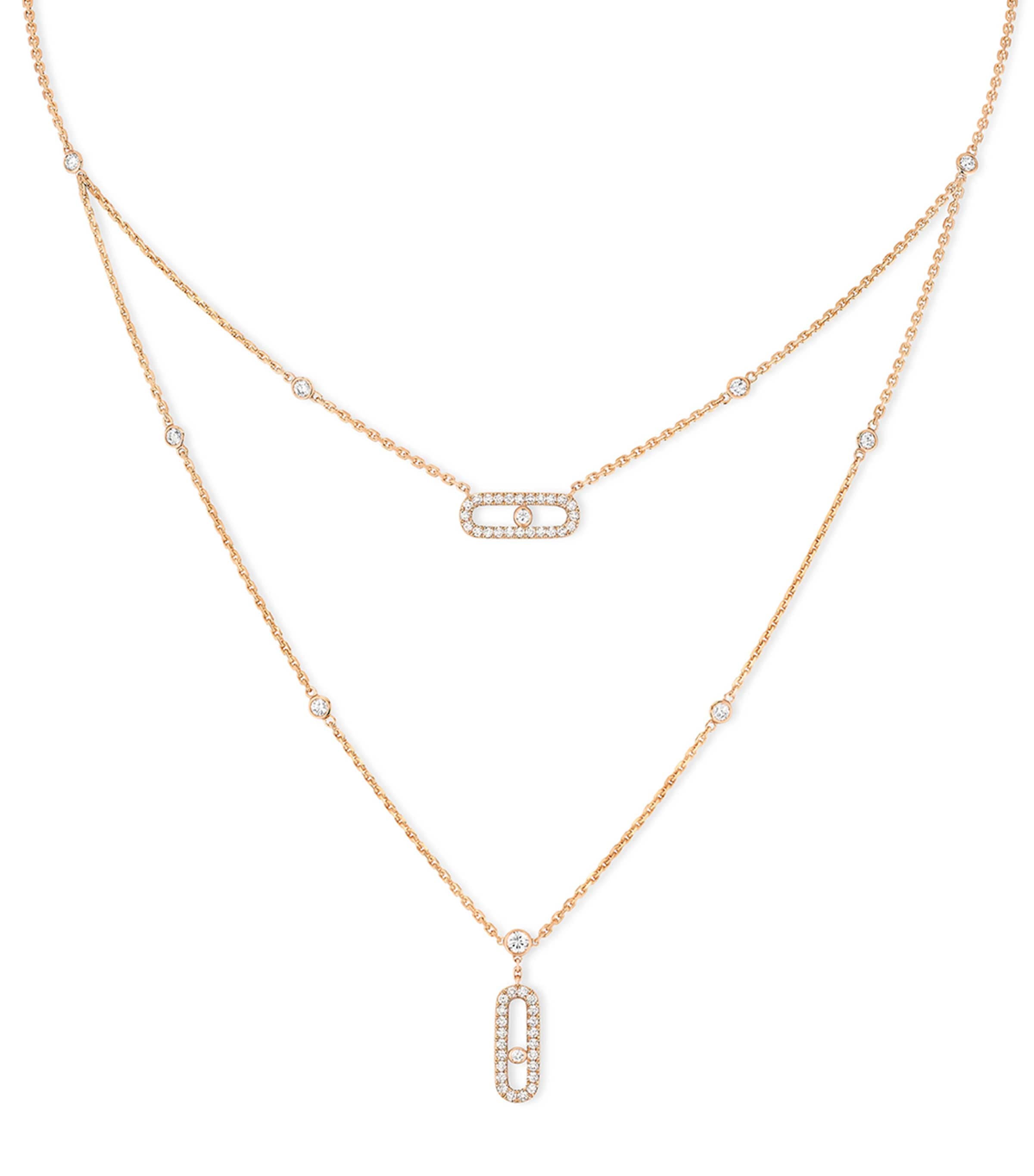 Pink Gold and Diamond Move Uno Necklace PINK GOLD Image 1