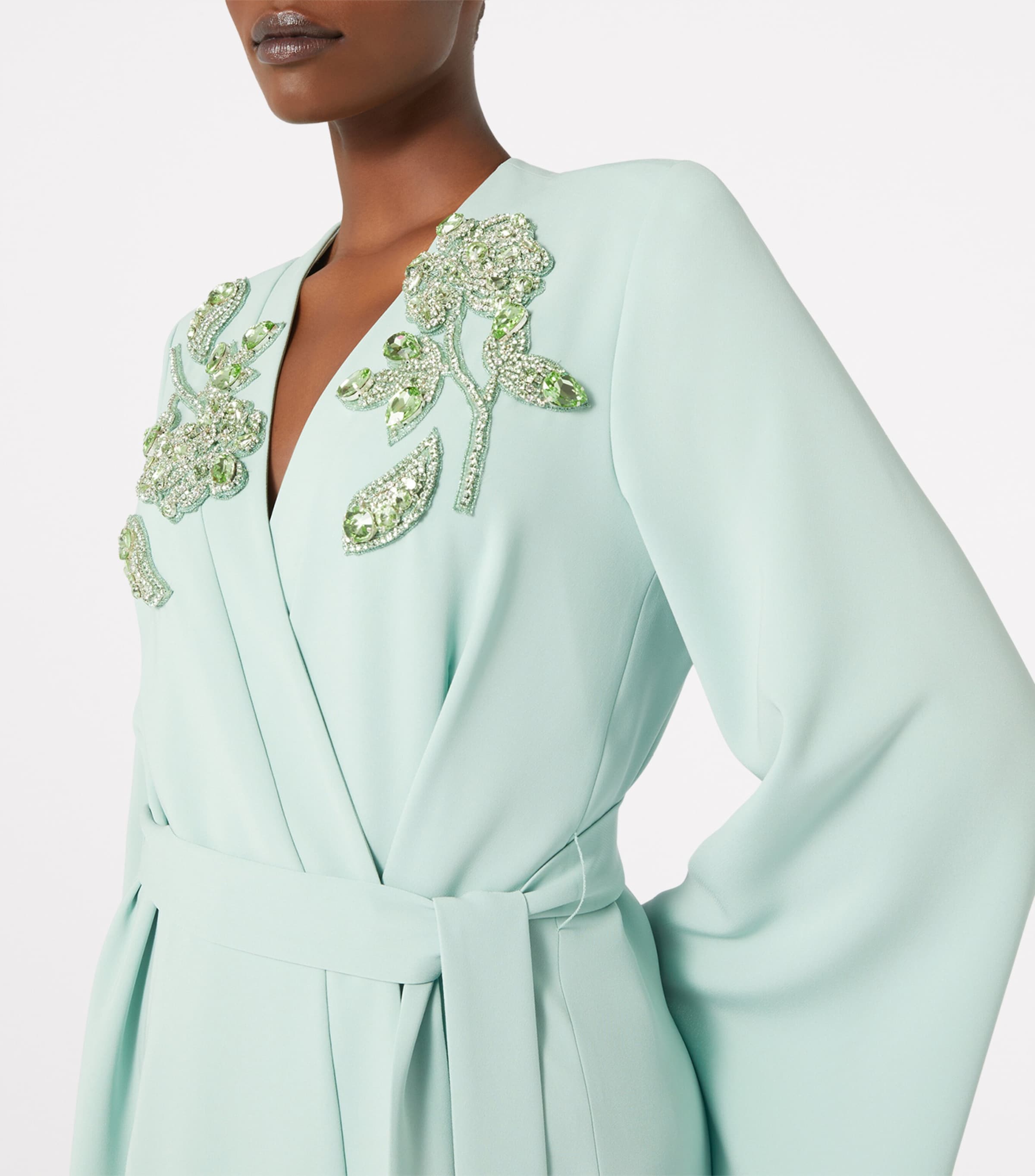 Embellished Wrap Dress GREEN Image 3
