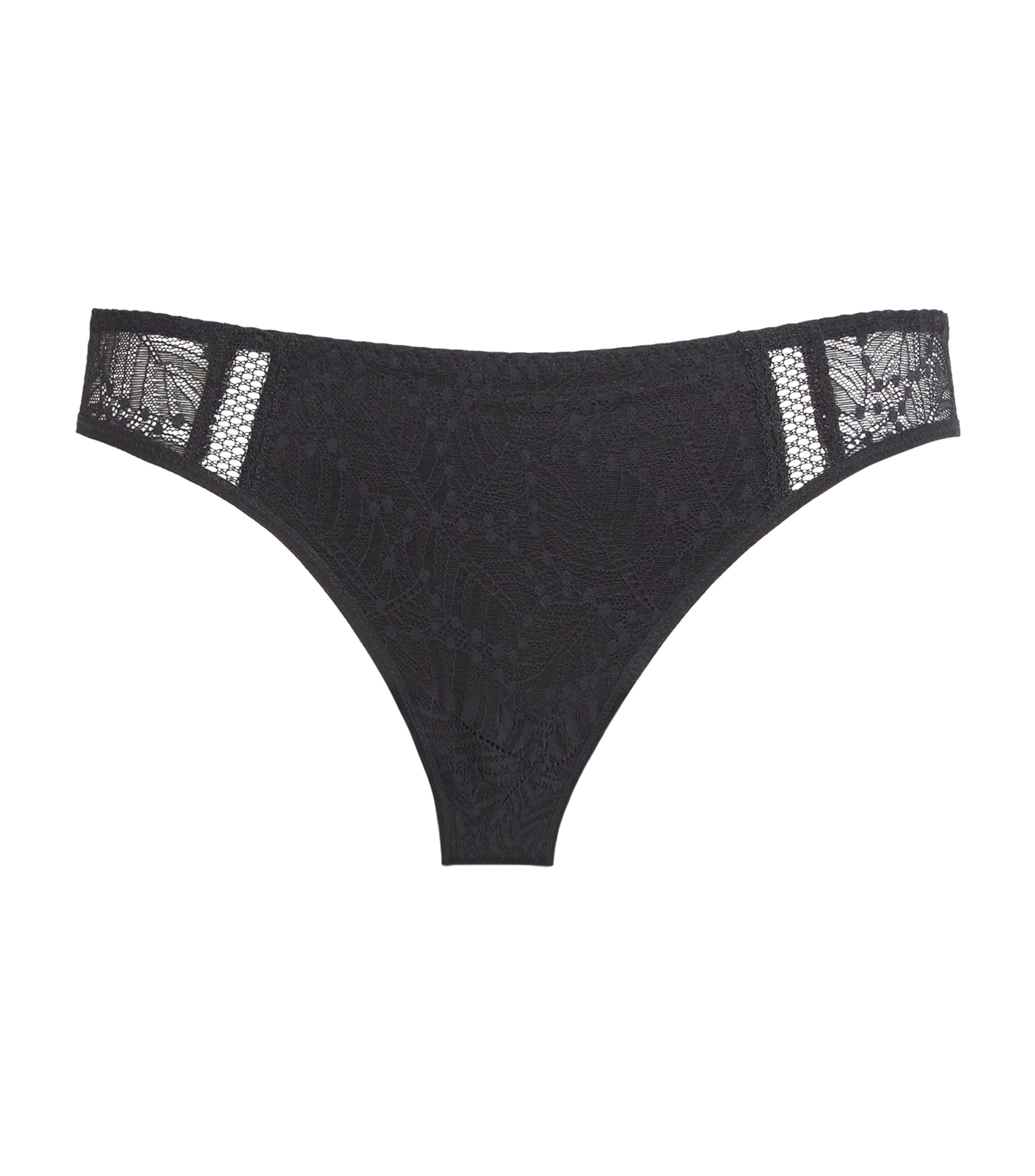 Shop Simone Perele Lace Comète Thong In Black