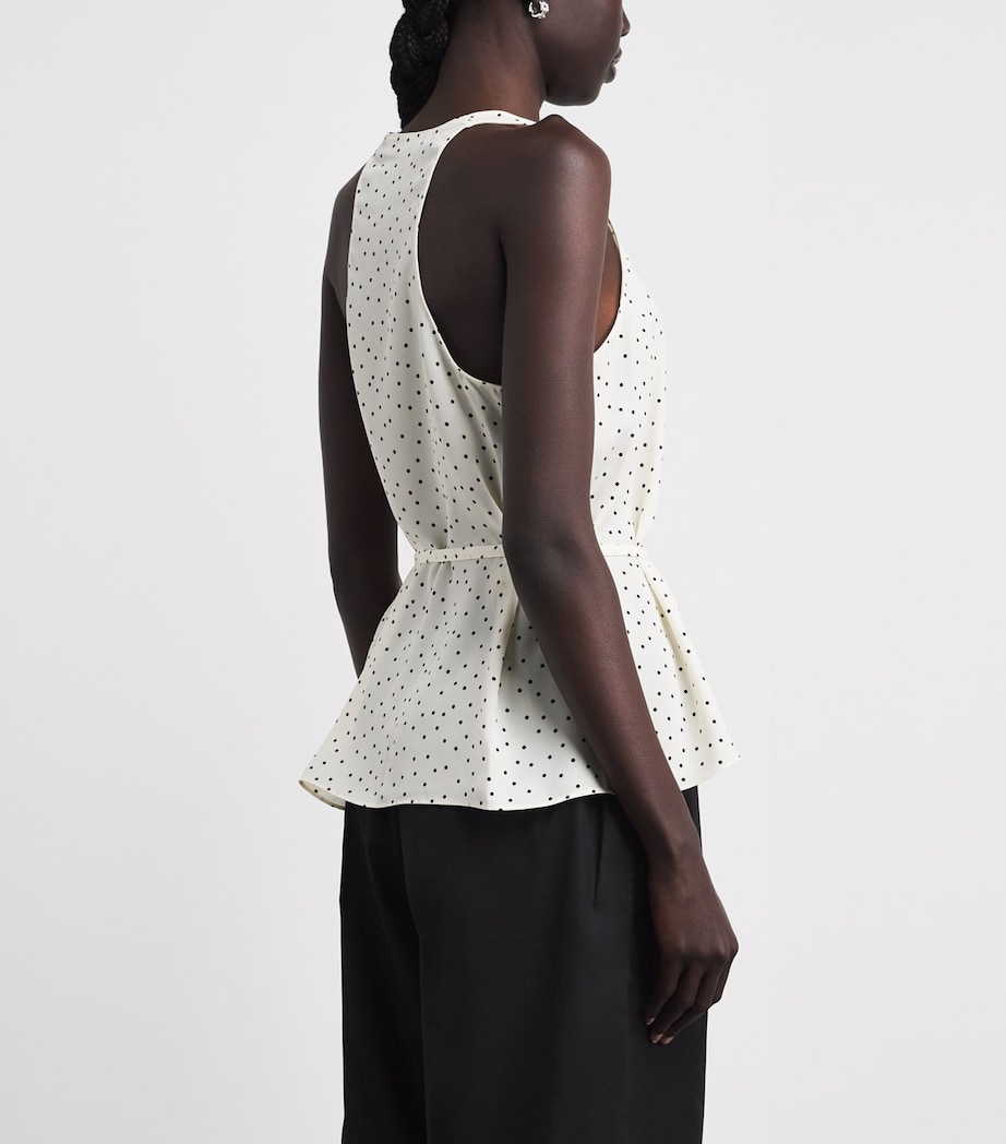 Theory Womens Silk-Blend Polka-Dot Tank Top Chk Ivory Multi Image 5