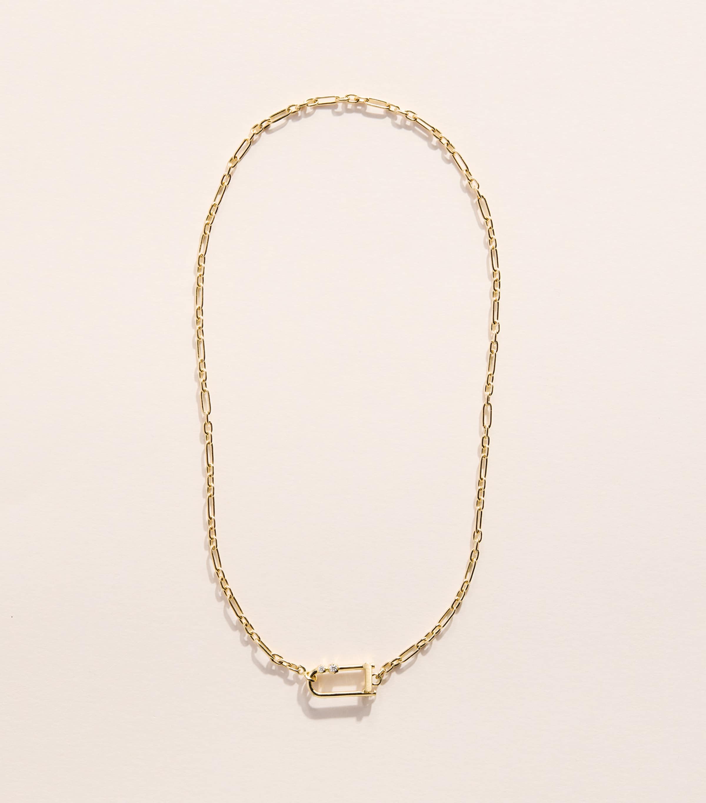 Jade Trau Petite Yellow Gold and Diamond Georgie Lock Necklace Yellow Gold Image 3
