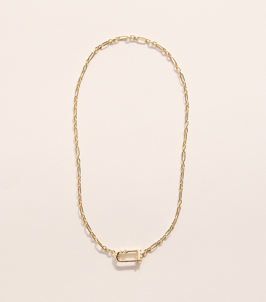 Jade Trau Petite Yellow Gold and Diamond Georgie Lock Necklace Yellow Gold Image 3