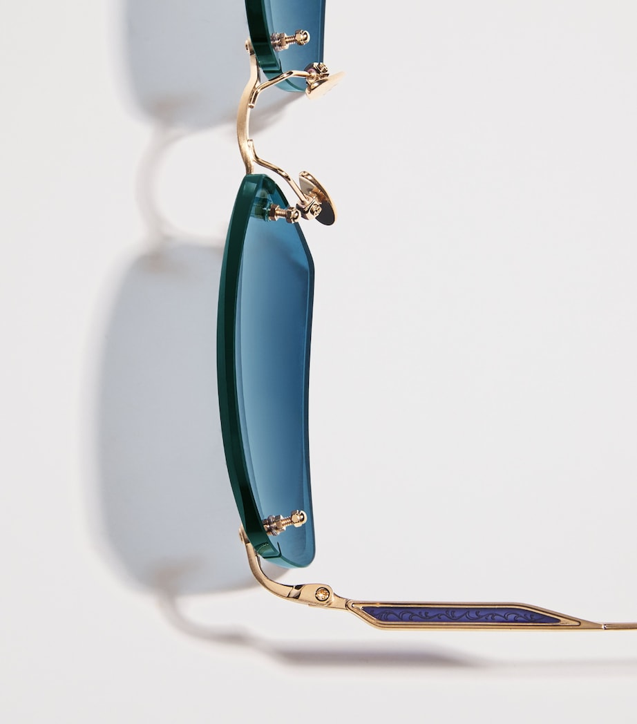 Matsuda M5004 Square-Frame Sunglasses Brshd Gold Blue Grey Image 5