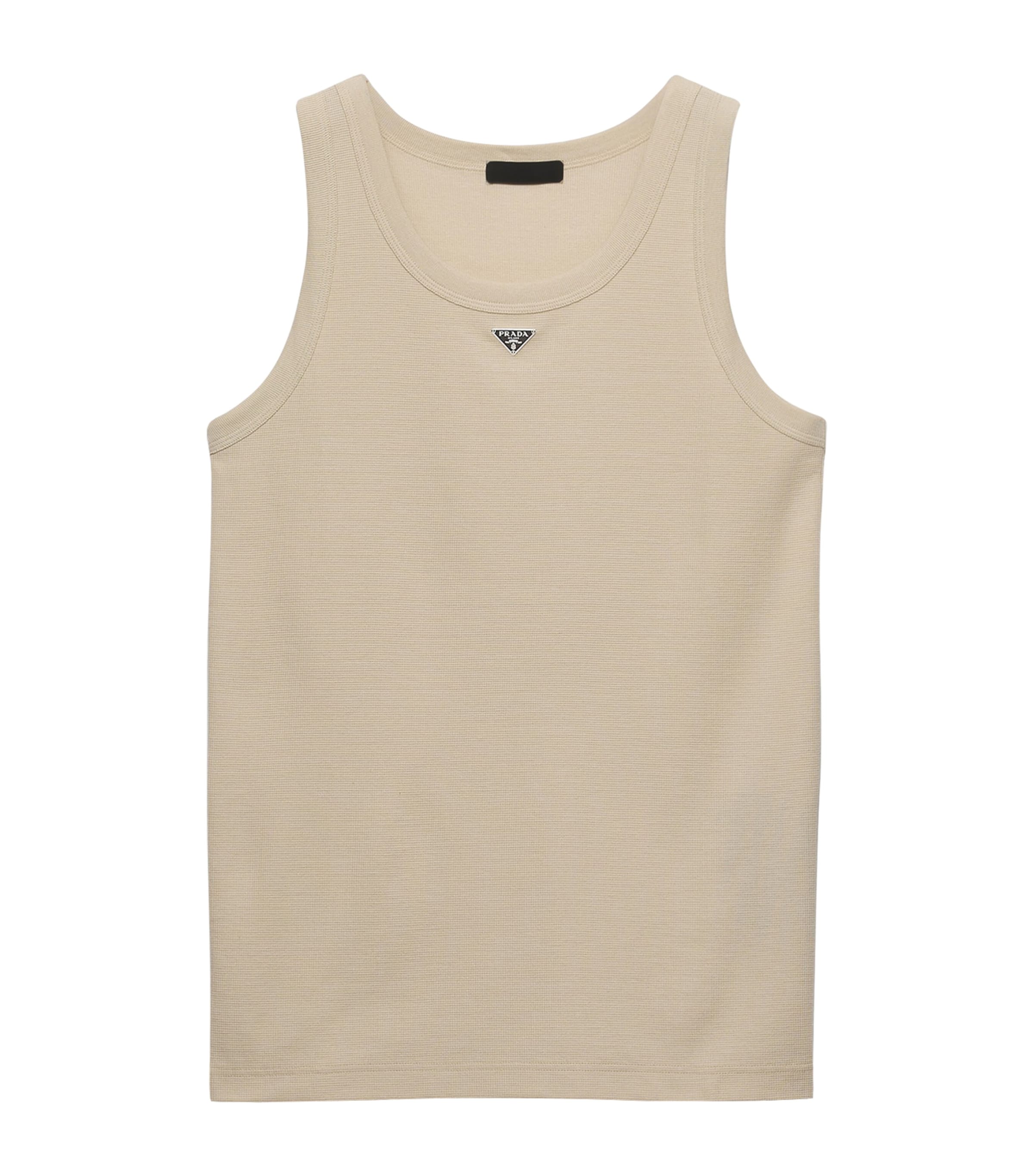 Prada Mens Cotton Triangle Tank Top Neutral Image 1