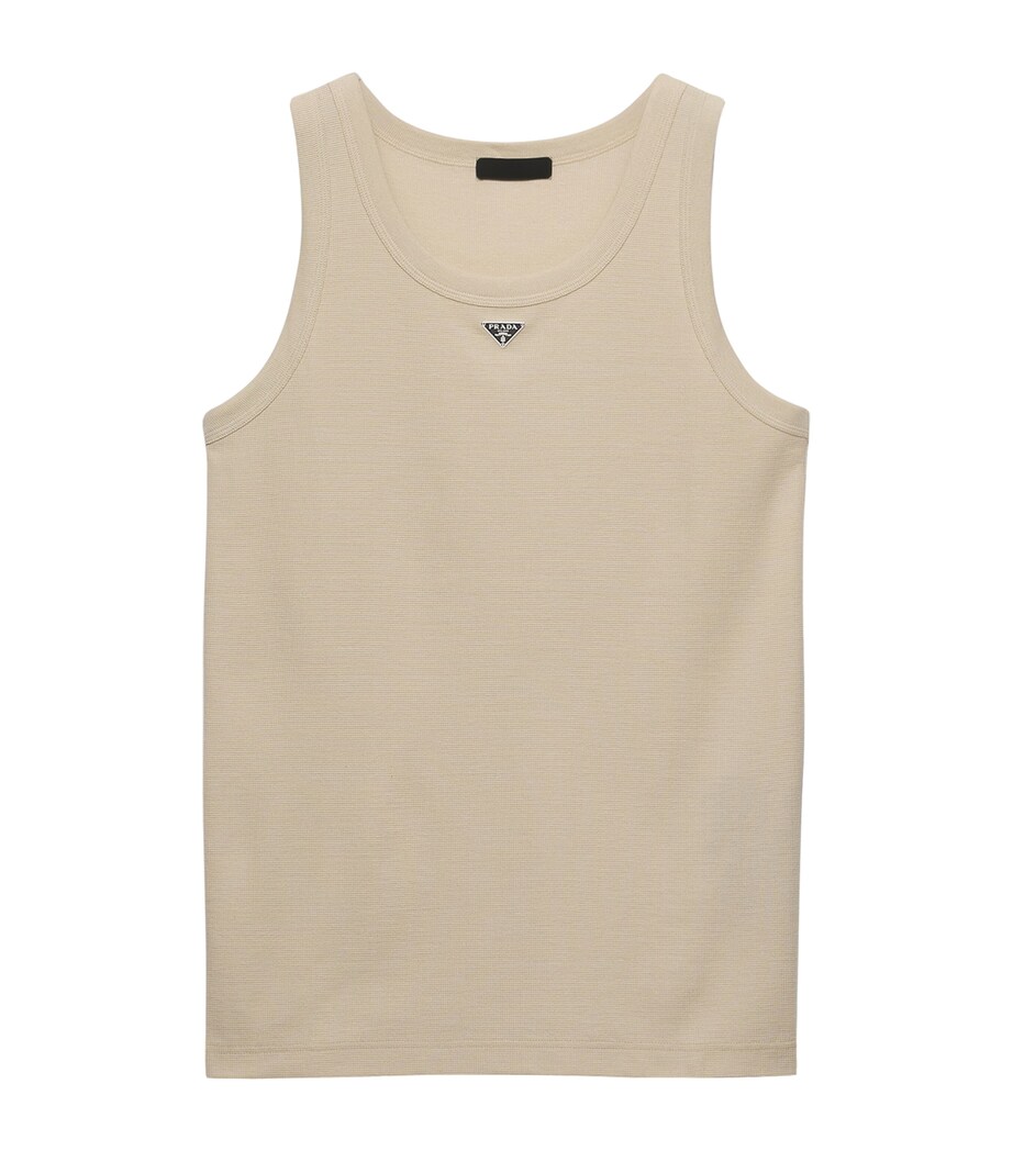 Prada Mens Cotton Triangle Tank Top Neutral Image 1