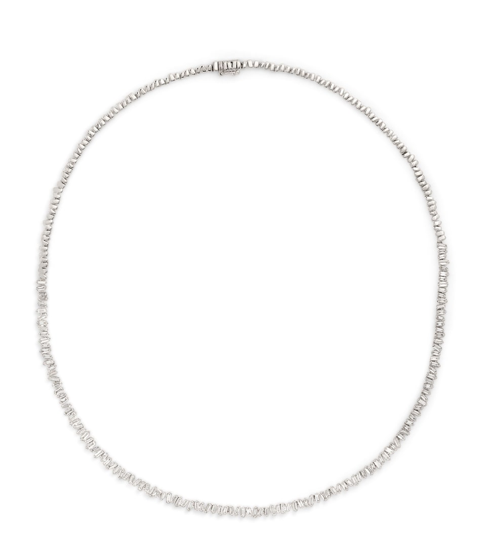 Suzanne Kalan White Gold and Diamond Mini Classic Tennis Necklace Wg/wd