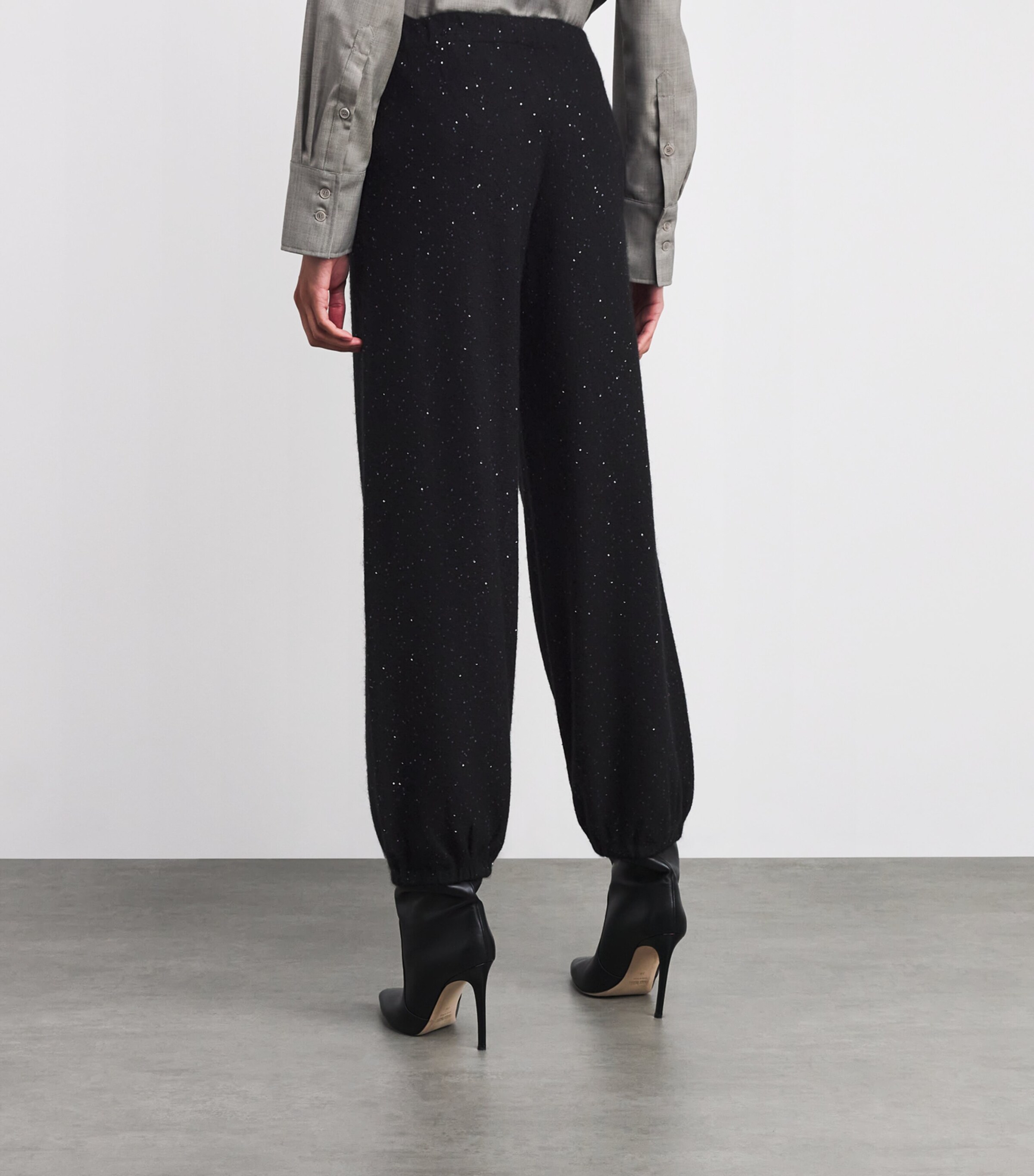 Wool-Silk-Blend Sequin Trousers 825 NERO Image 4