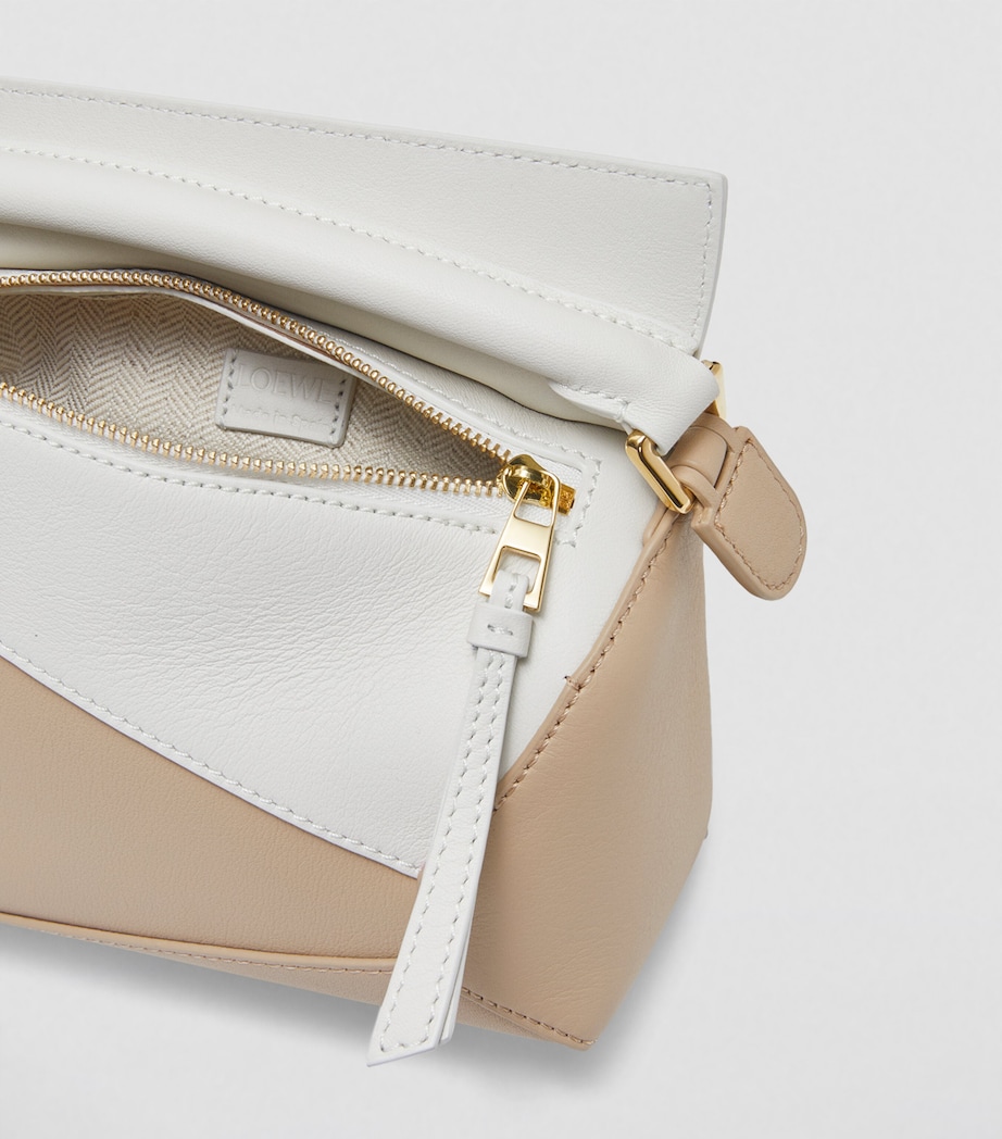 Mini Leather Puzzle Edge Top-Handle Bag SOFT WHITE/PAPER Image 5