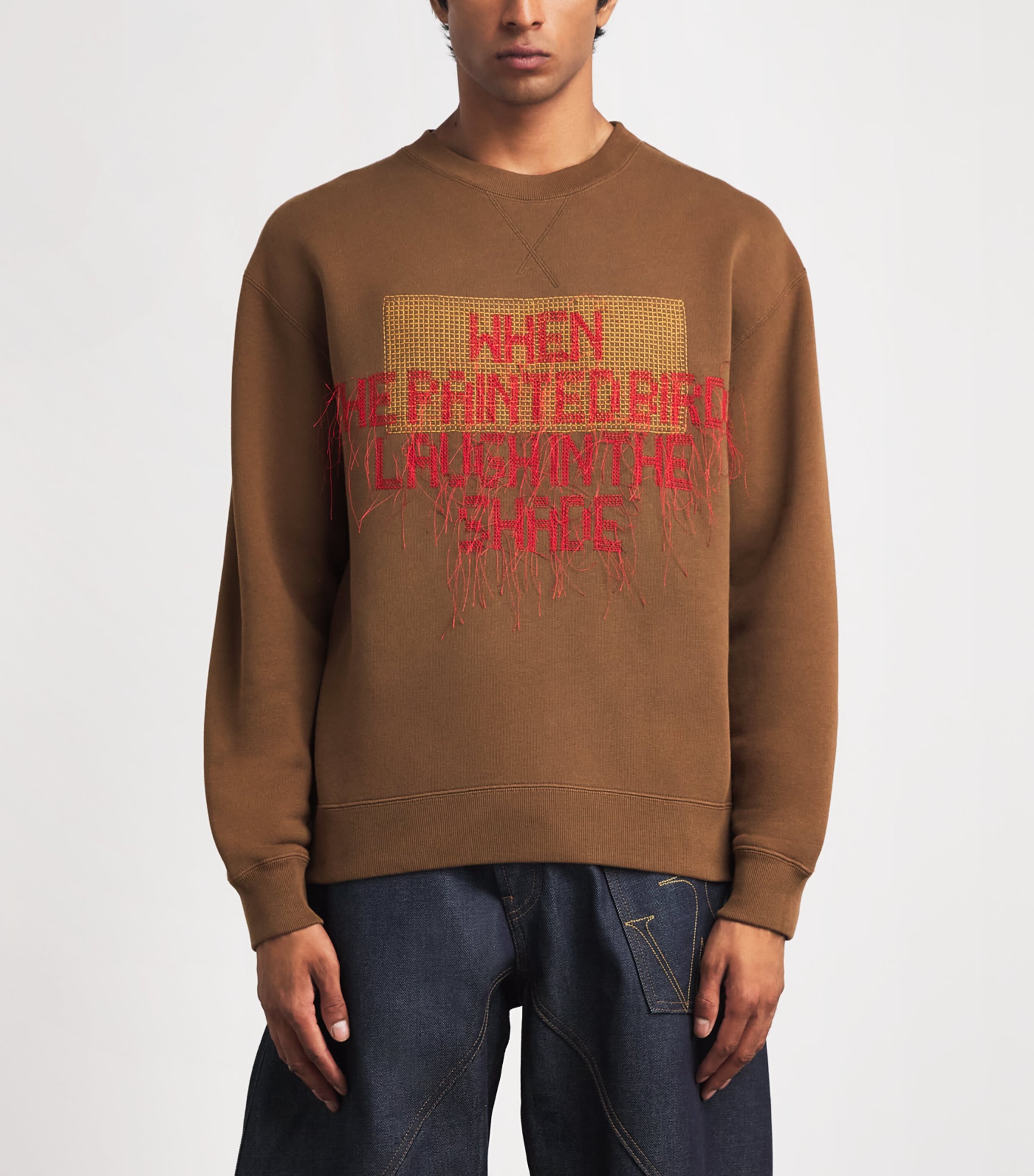 JW Anderson Brown x Patrick Carroll Painted Birds Sweatshirt