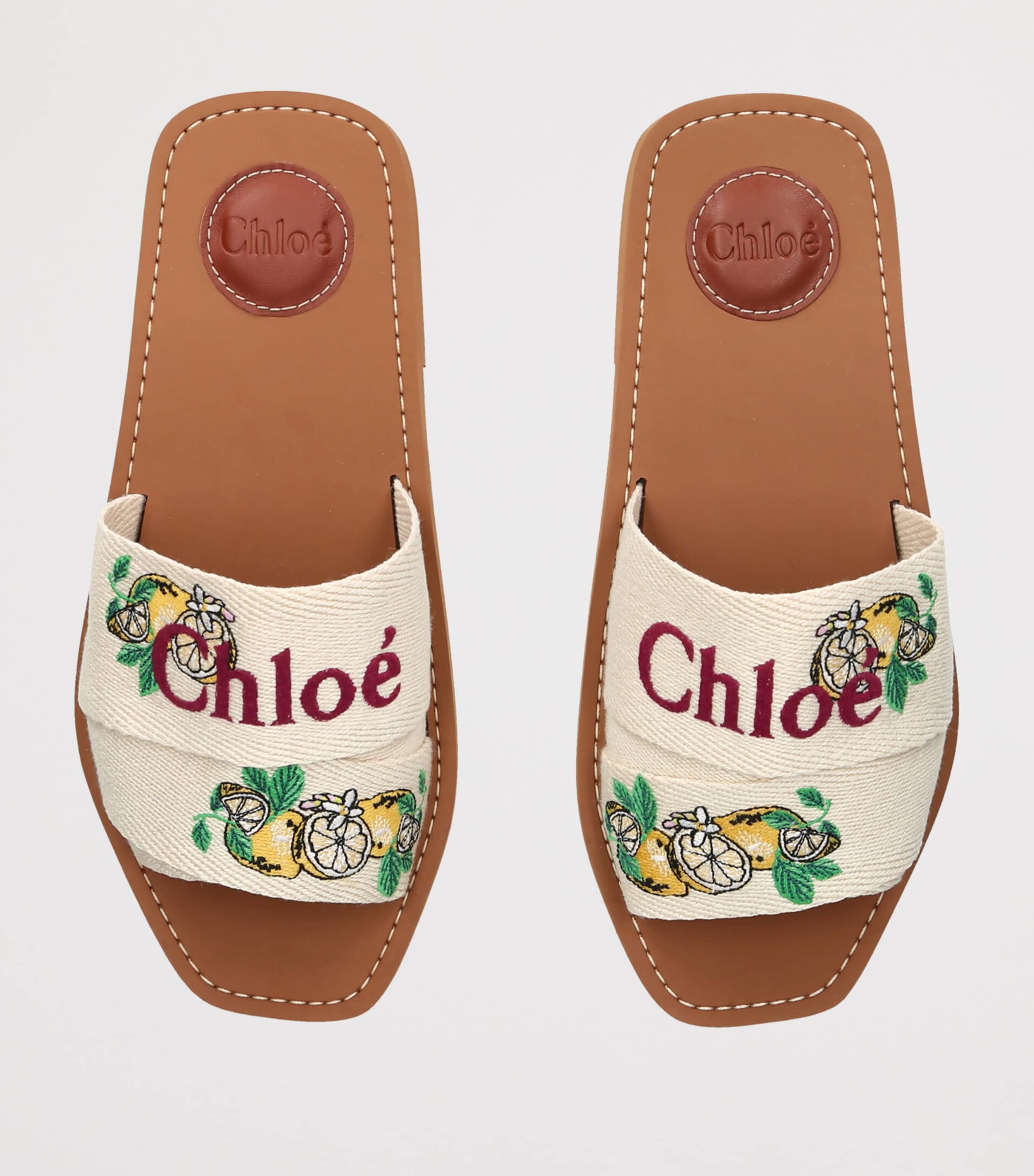 Chloé Canvas Jacquard Woody Sandals Yellow Image 3