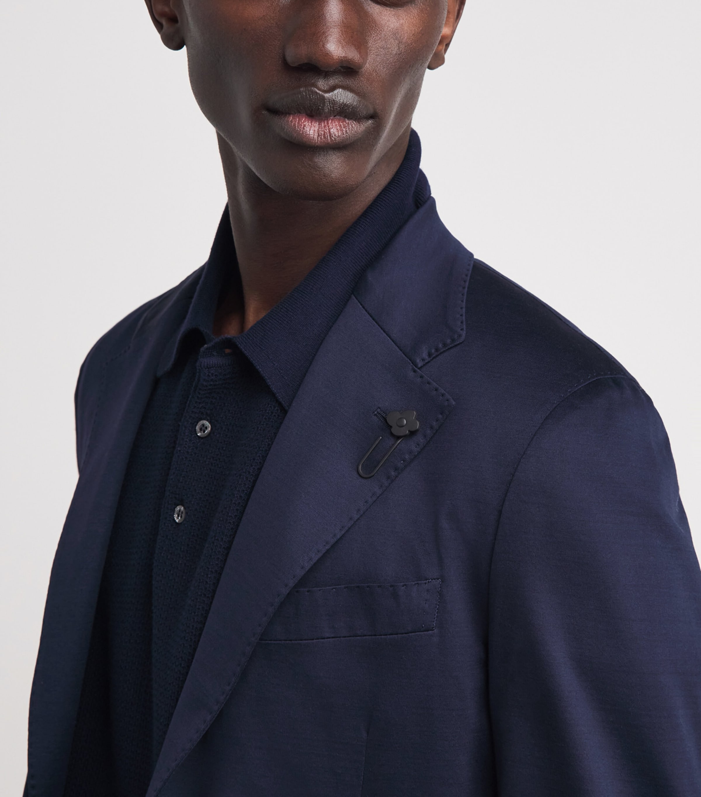 Lardini Mens Cotton Single-Breasted Blazer Navy Image 3