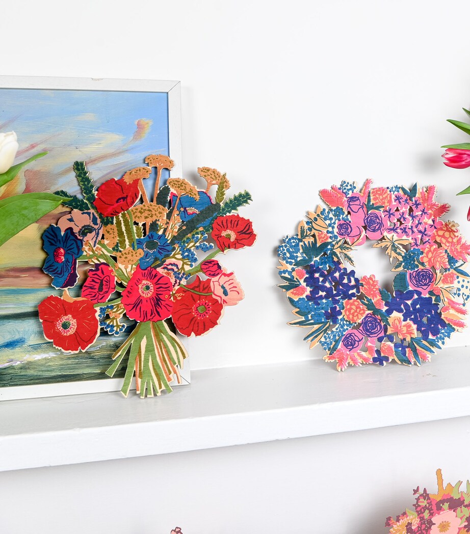 East End Press Poppy Bouquet Decorative Wreath Mixed Image 8