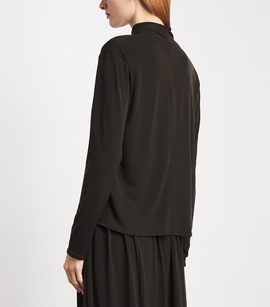 Vince Womens Draped Cowl-Neck Top Smoked Truffle Image 5