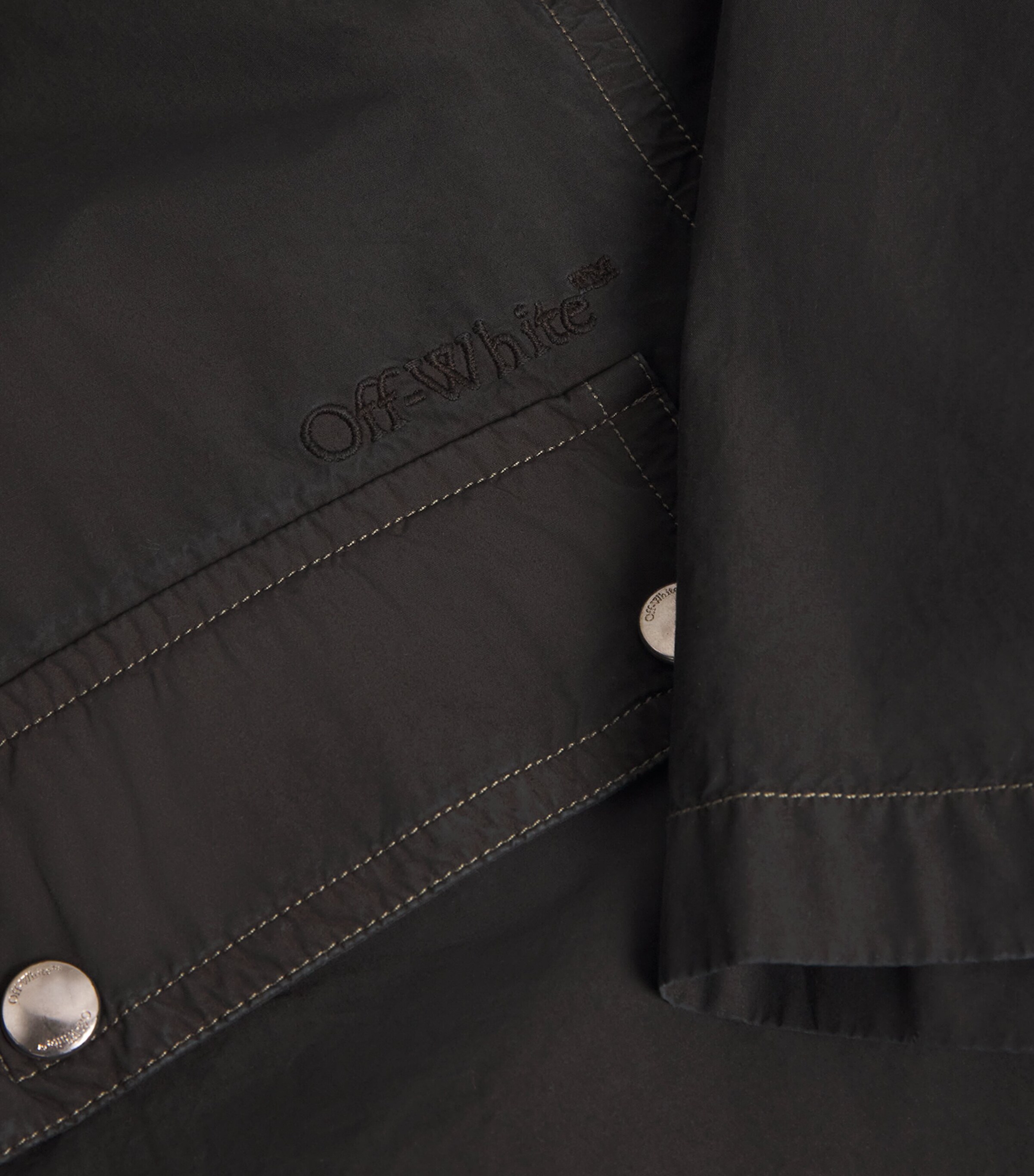Off-White Mens Cotton Arrow Print Zip-Up Short-Sleeve Shirt Black Image 5
