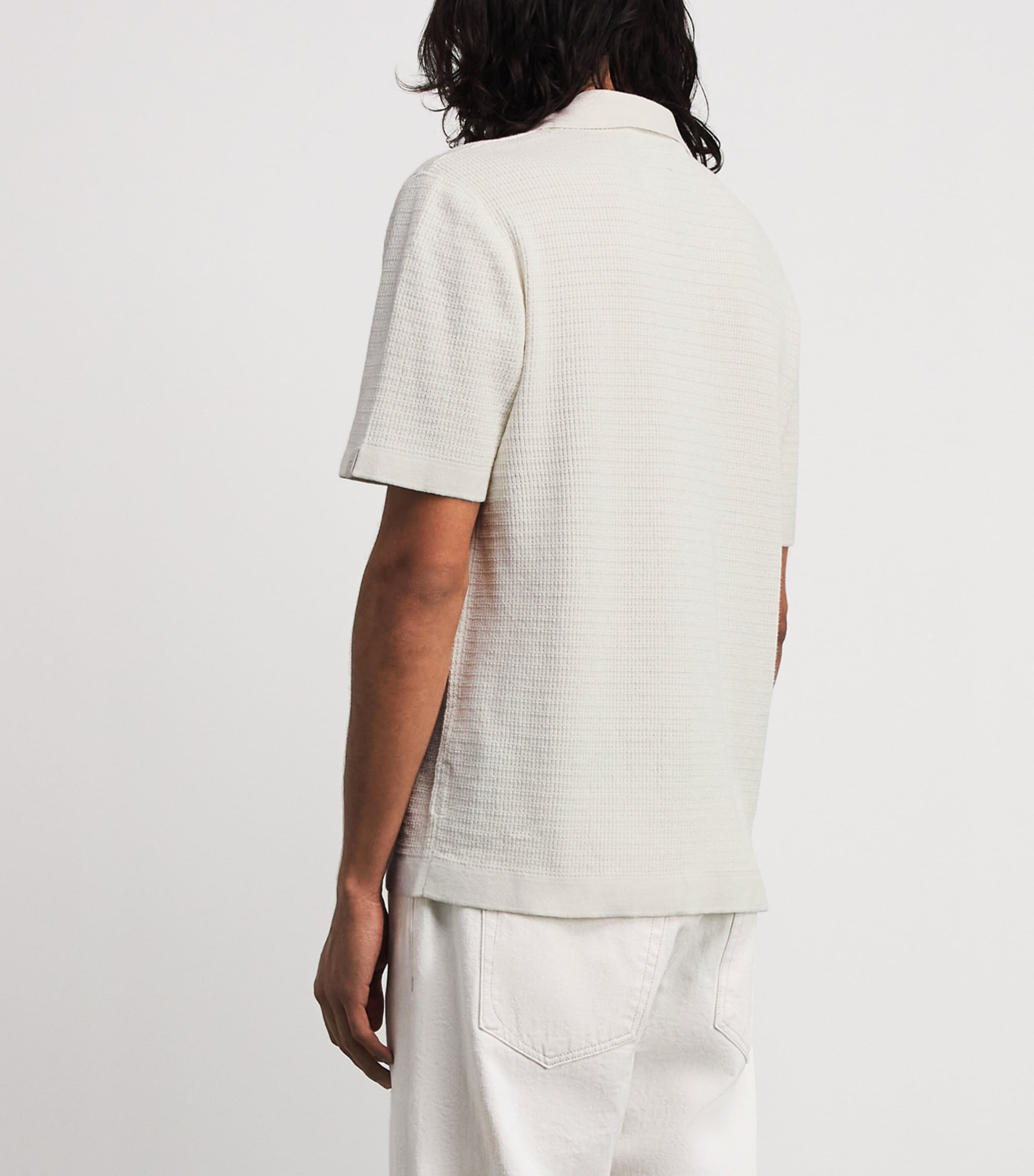 Rag & Bone Mens Waffle-Knit Harvey Shirt Chalk White Image 5