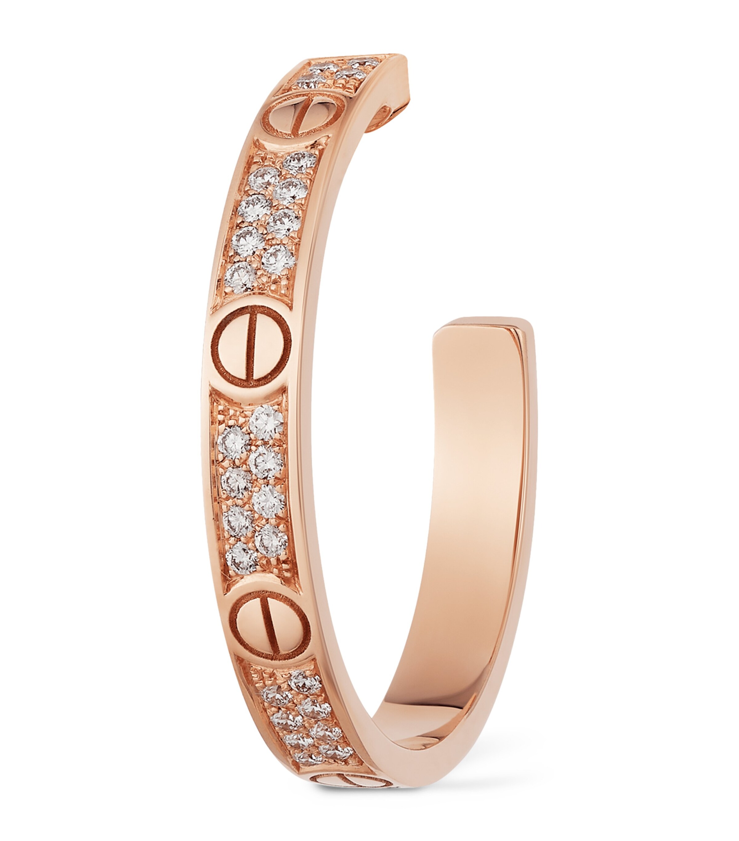 Rose Gold and Diamond Love Hoop Earrings ROSE GOLD Image 3