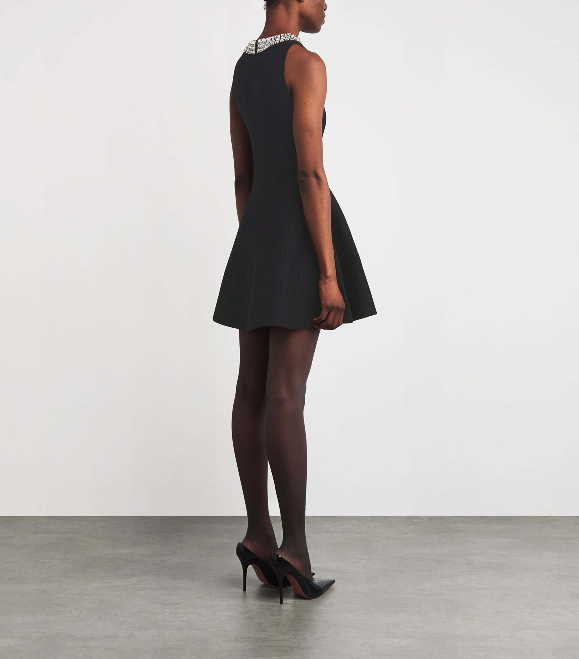 Embellished Flared Mini Dress BLACK Image 3