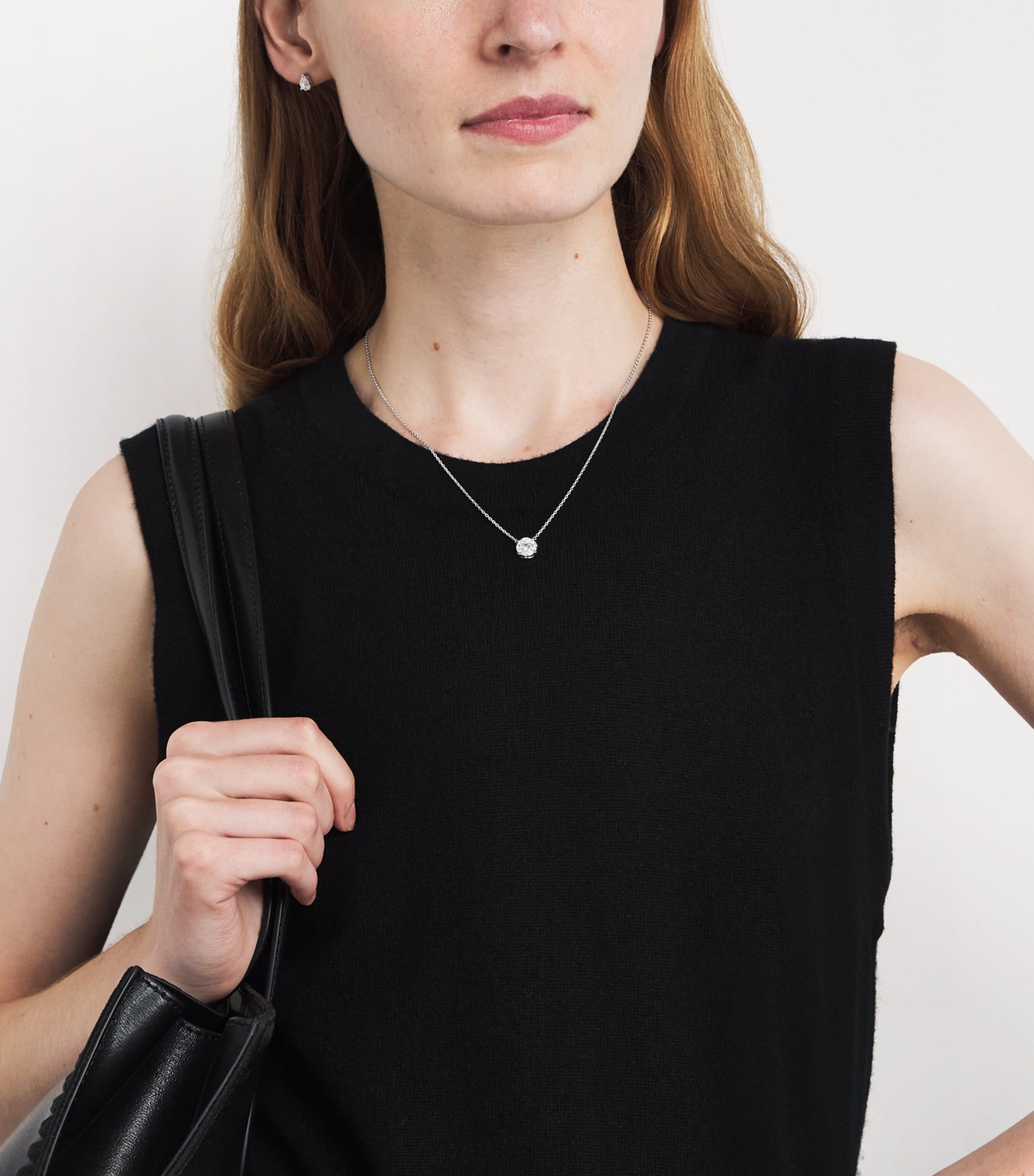 White Gold and Diamond Round Illusion Necklace (0.90ct) WHITE GOLD Image 2