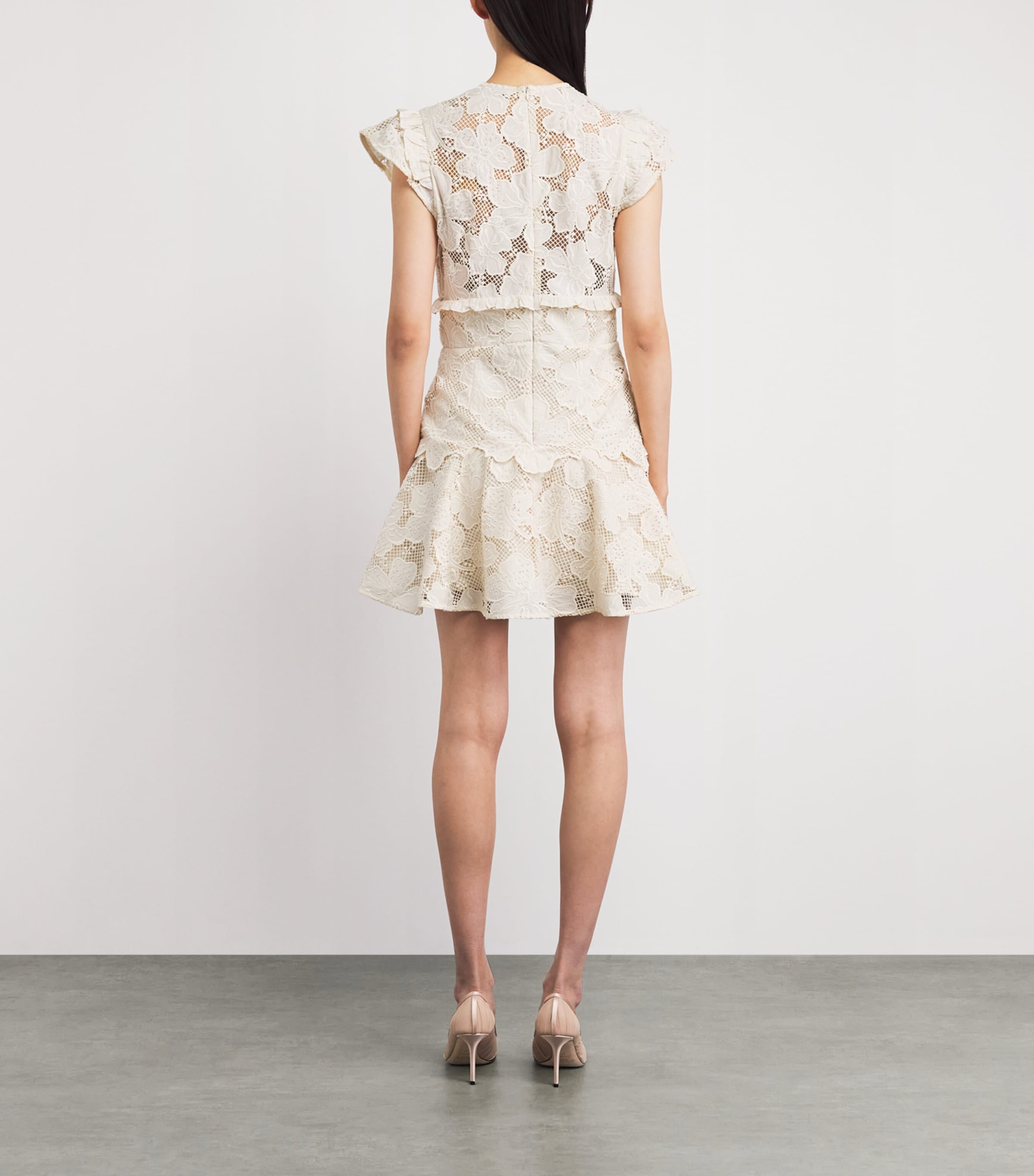 Sandro Paris Womens Lace Guipure Mini Dress Ecru Image 4