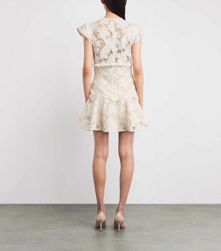 Sandro Paris Womens Lace Guipure Mini Dress Ecru Image 4