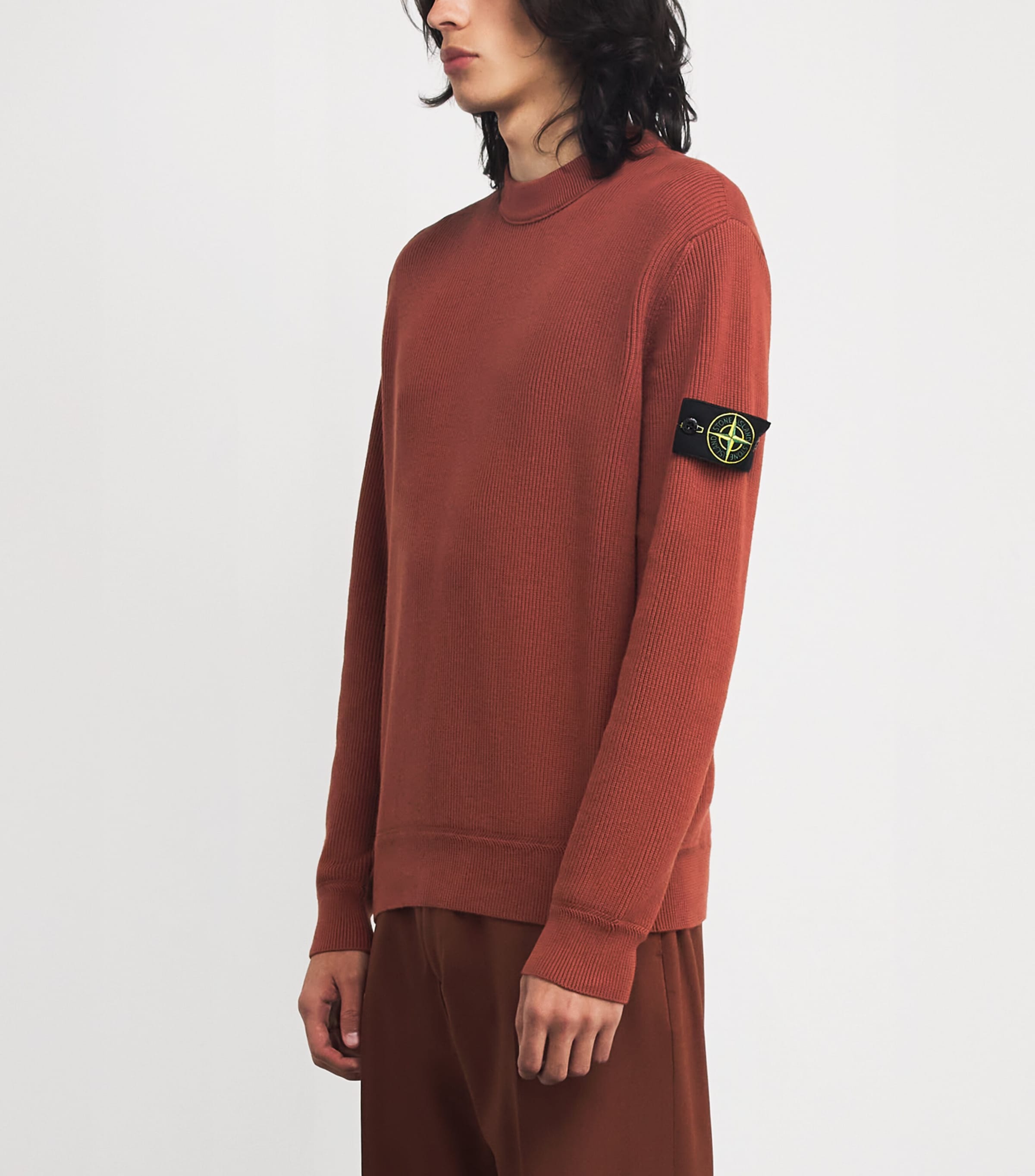 Cotton Rib-Knit Compass Sweater V0015 Image 3