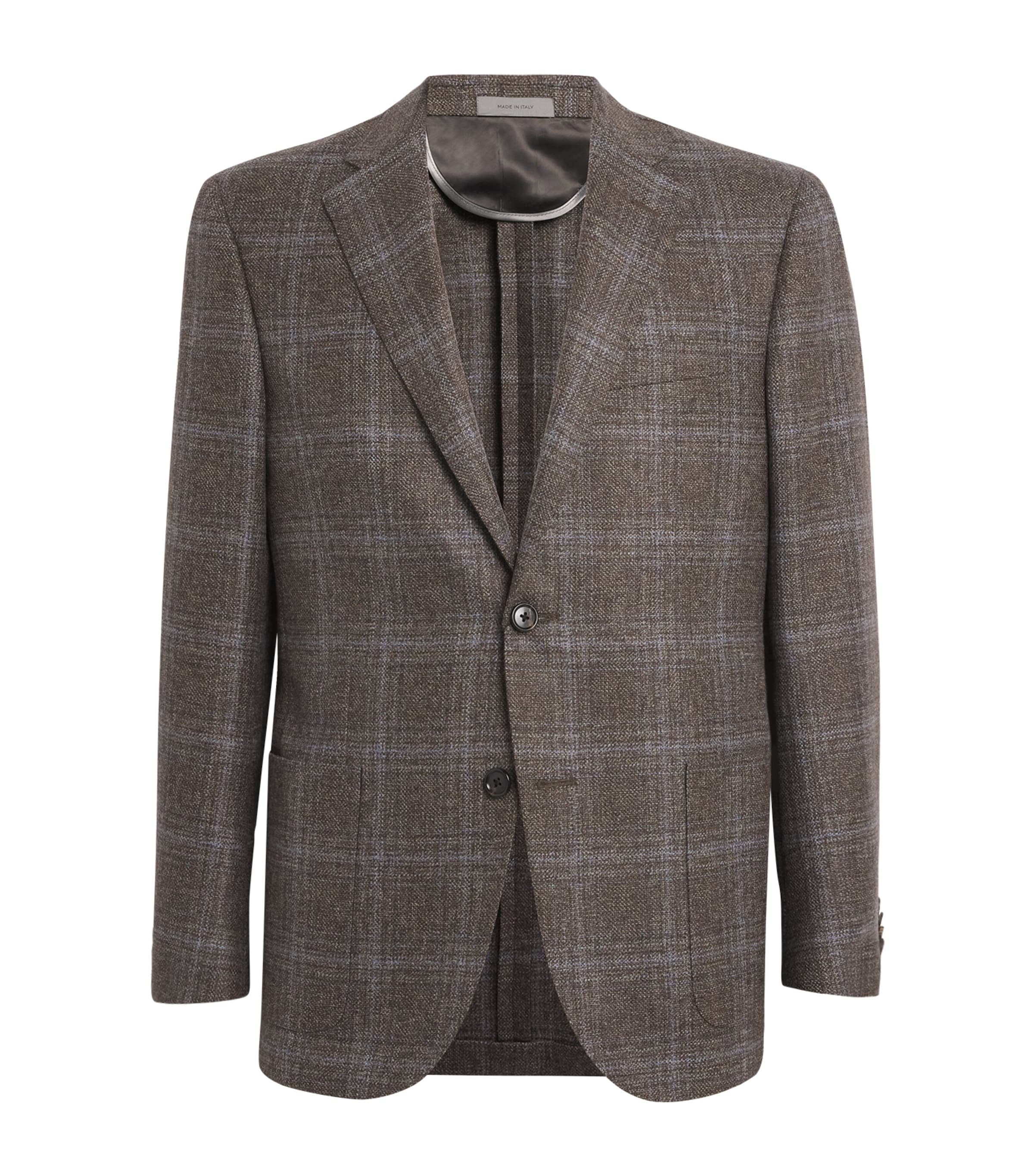 Corneliani Virgin Wool Check Blazer In Gray