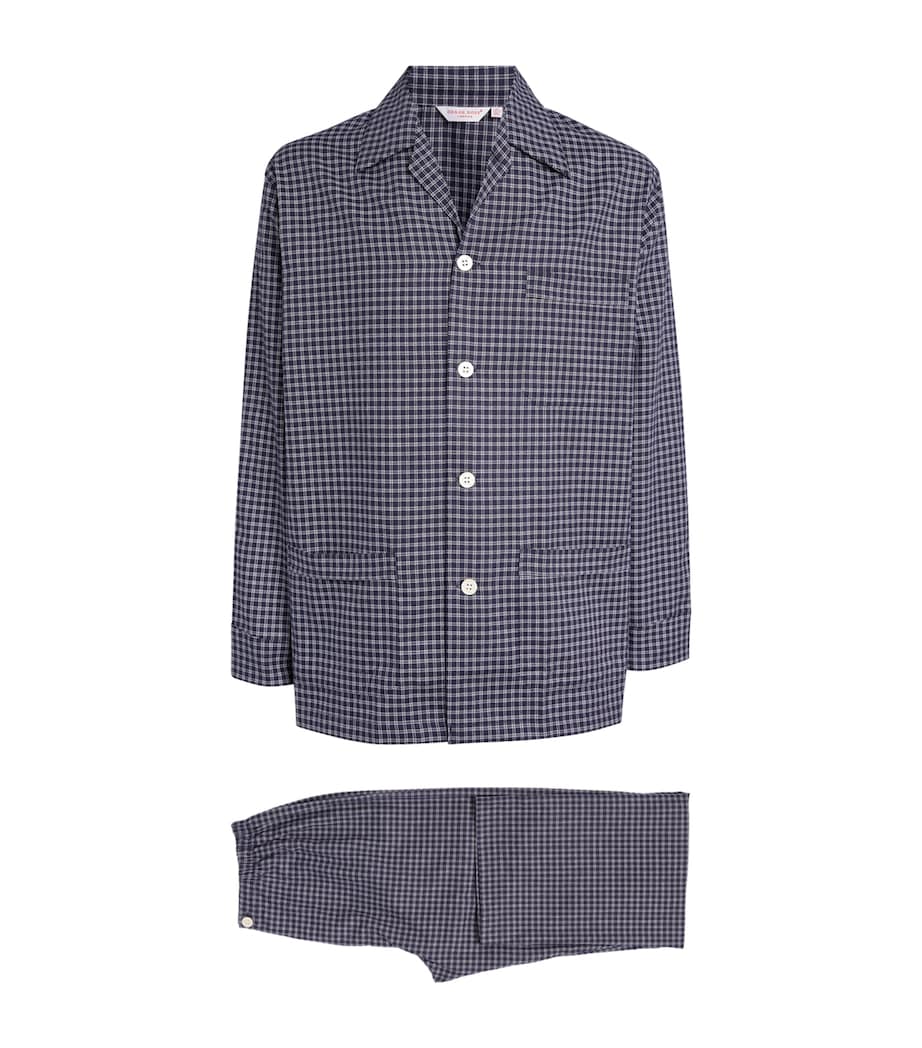 Brushed Cotton Check Pyjama Set NAVY Image 1