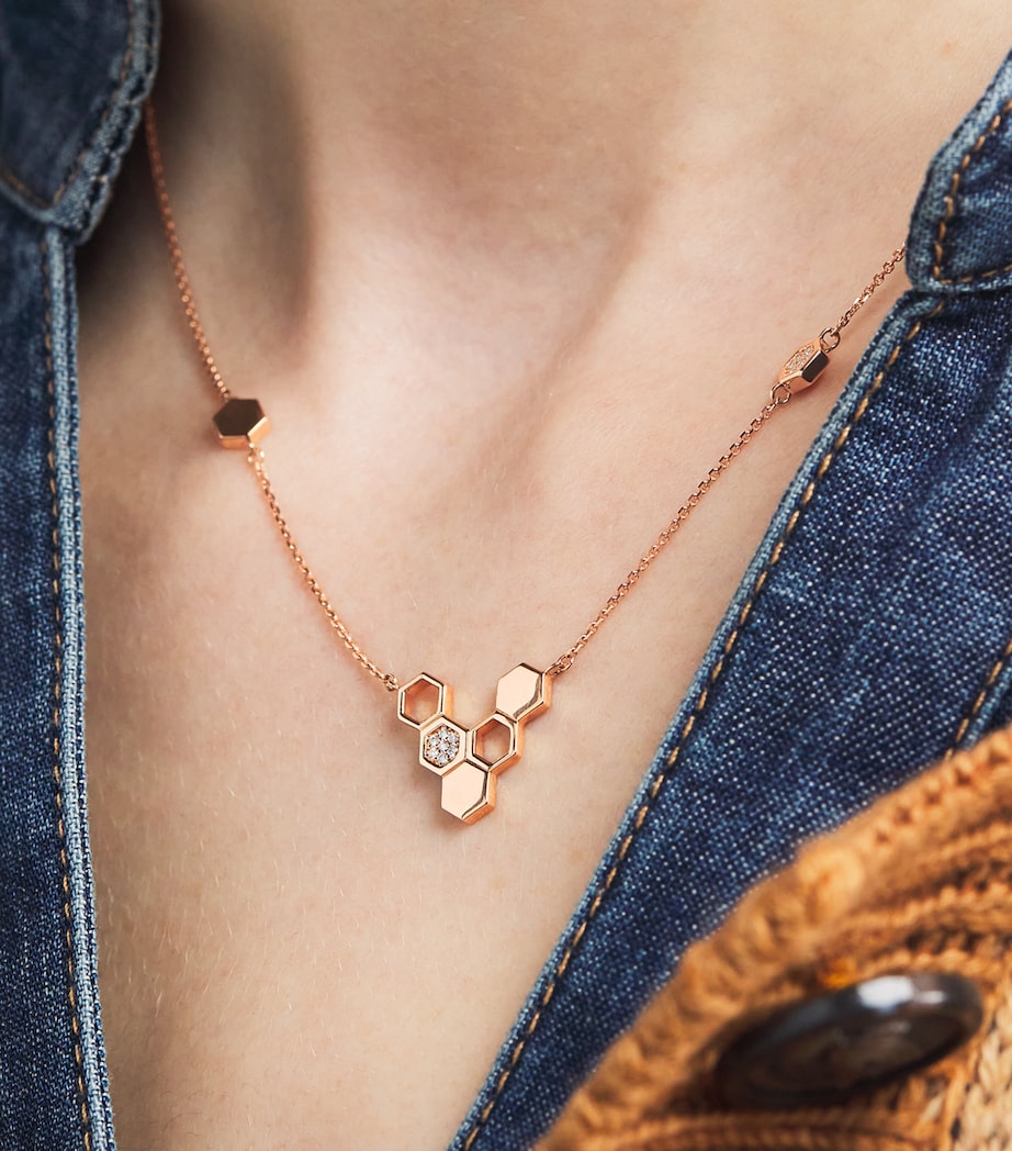 Rose Gold and Diamond Honeycomb Necklace ROSE GOLD Image 4