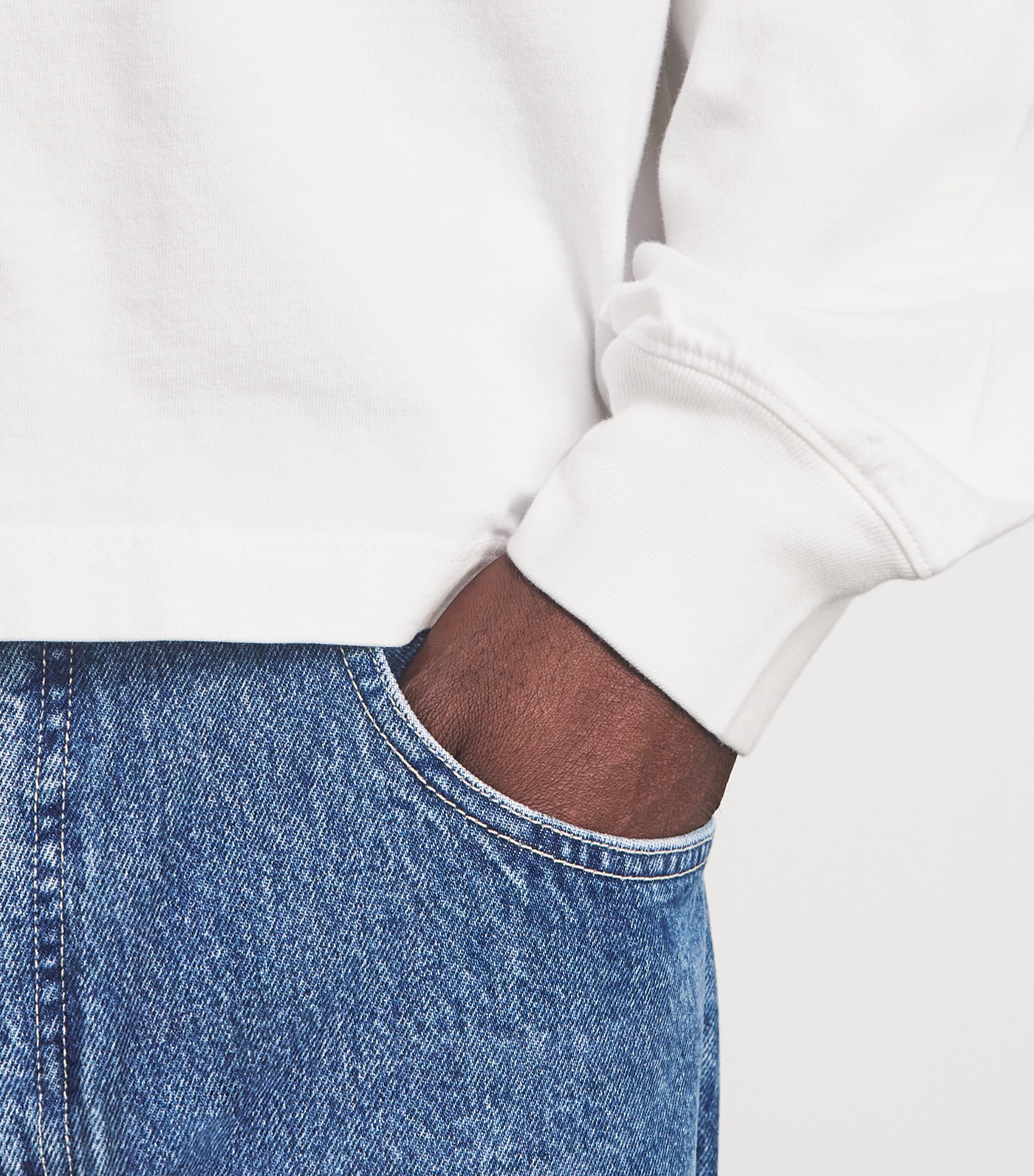 AGOLDE Mens Cotton Asha Long-Sleeve T-Shirt White Image 3