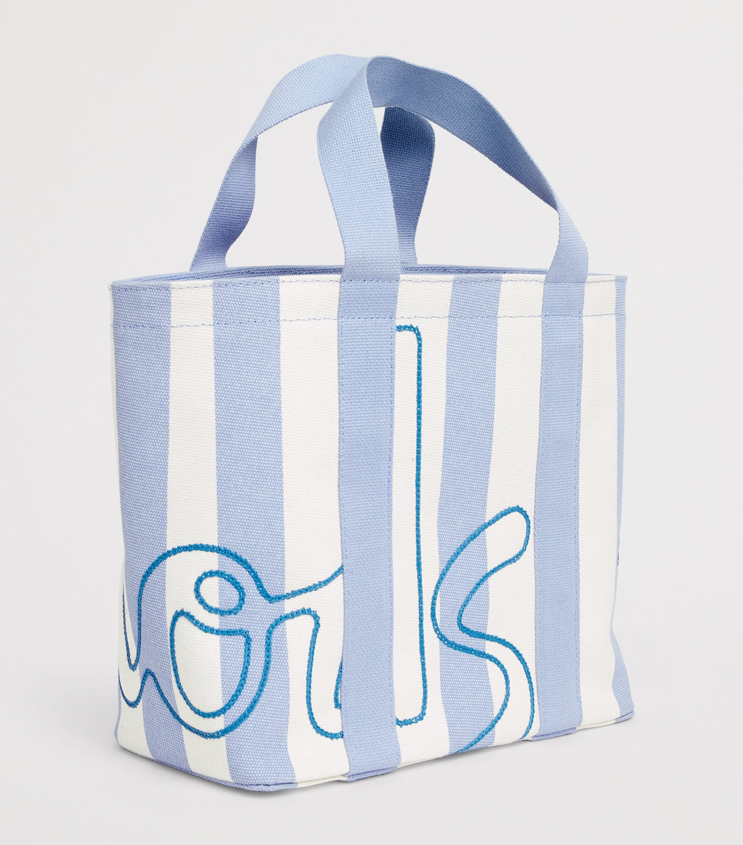Mini Cotton Stripe Logo Tote Bag BLUE Image 3