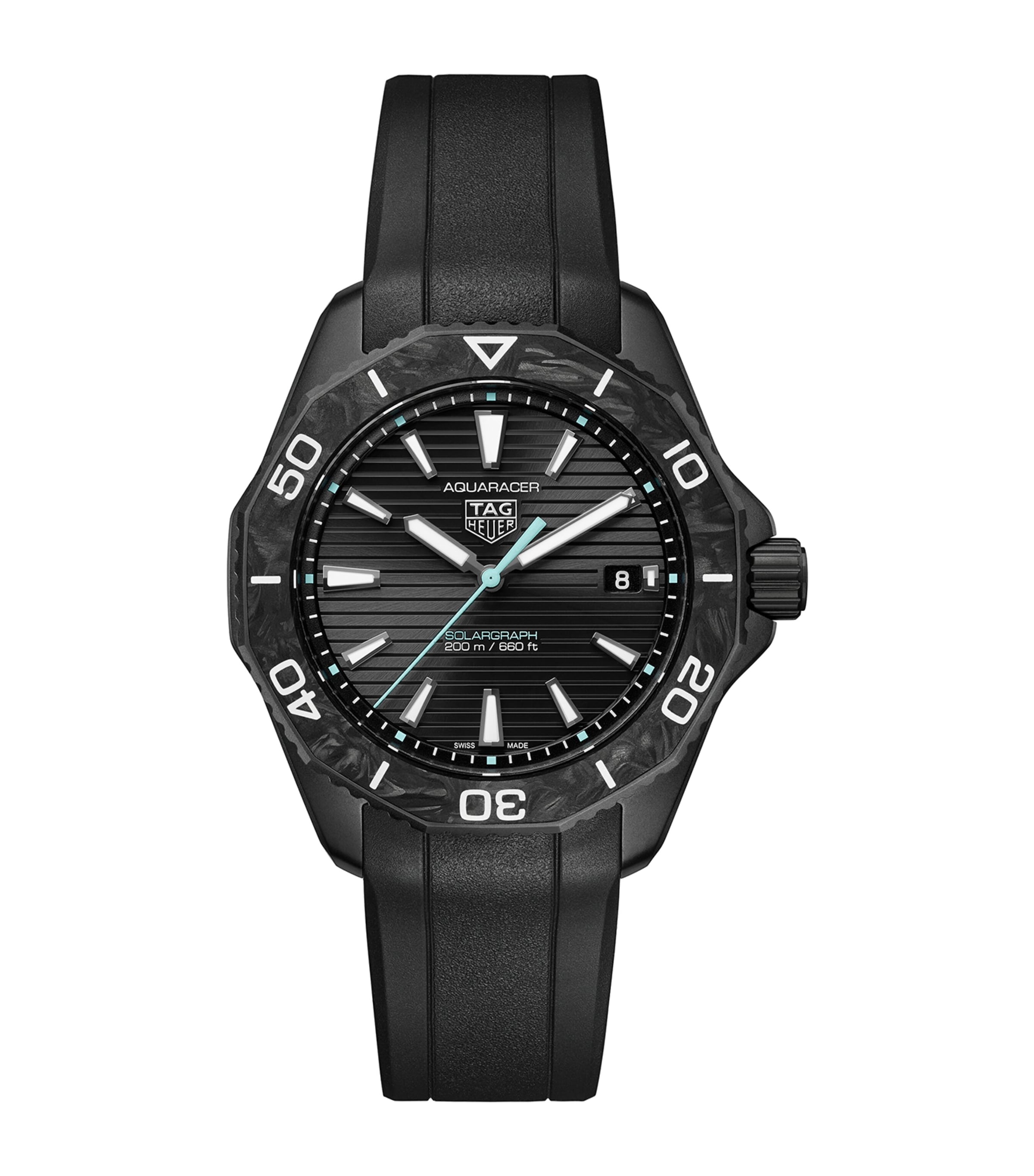 Tag Heuer Stainless Steel Aquaracer Professional 200 Solargraph Watch In Black