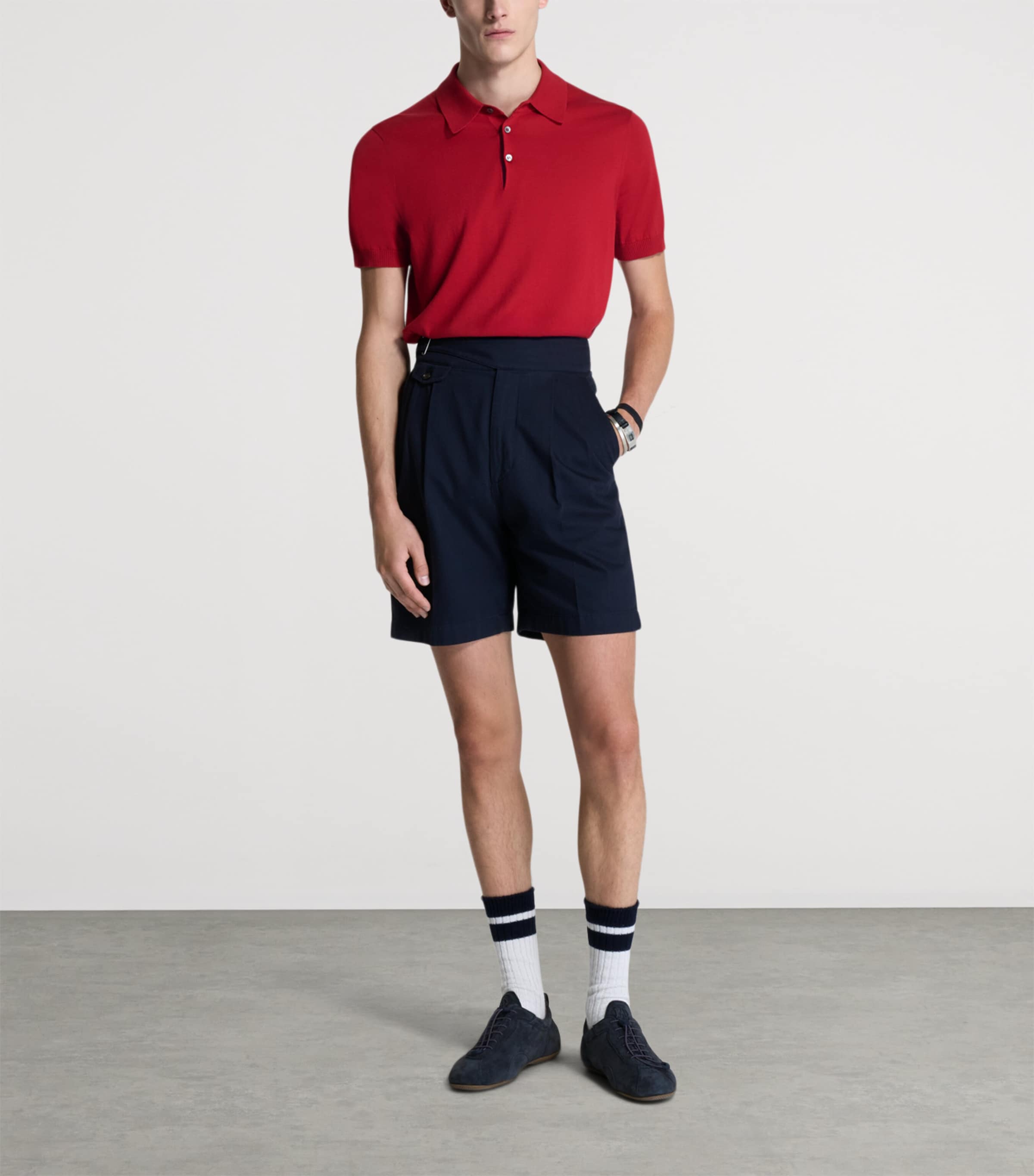 Dunhill Mens Cotton-Mulberry Silk Polo Shirt Image 2