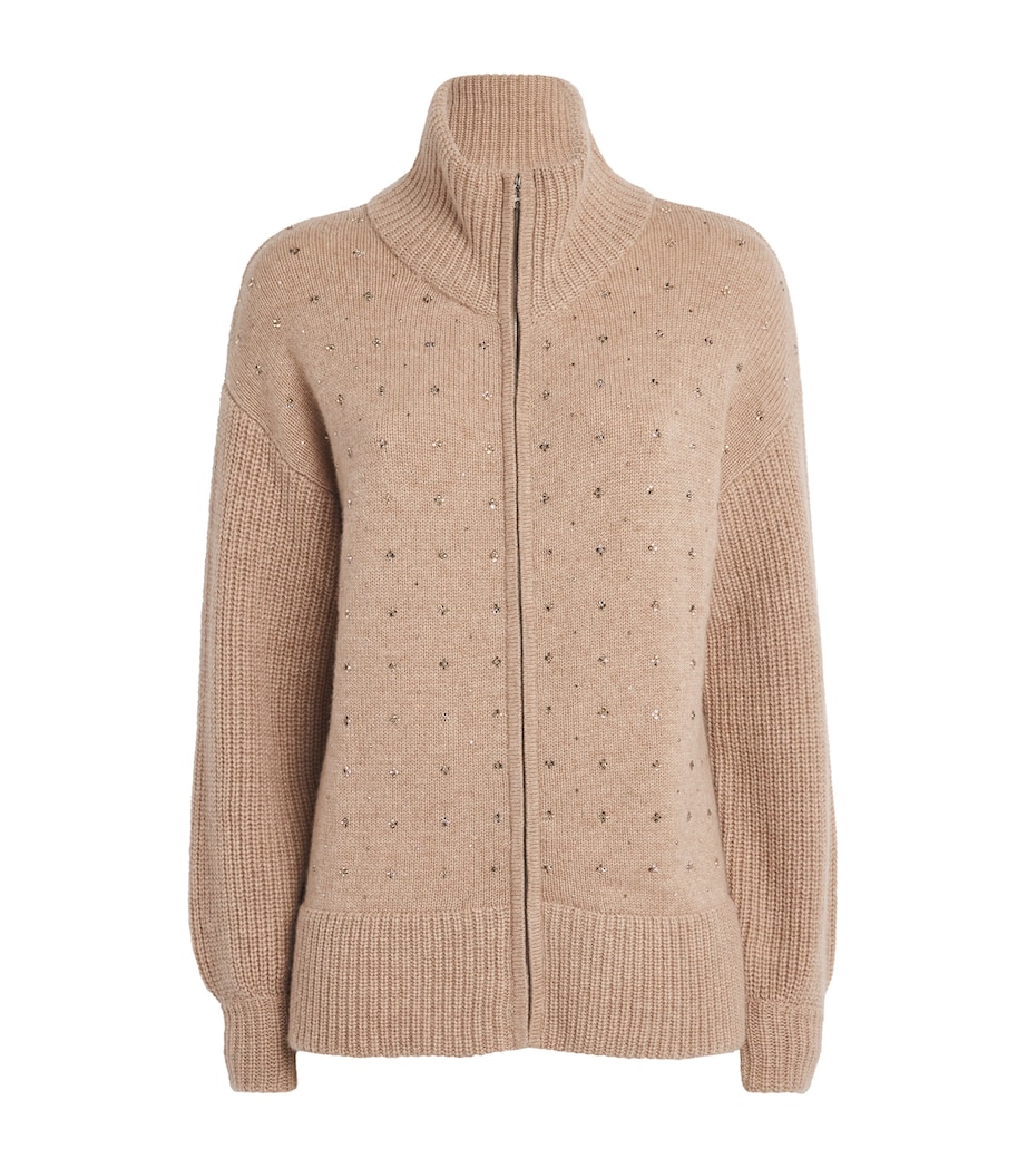 Cashmere Crystal-Embellished Bomber Jacket GOLDS MIDBROWN Image 1