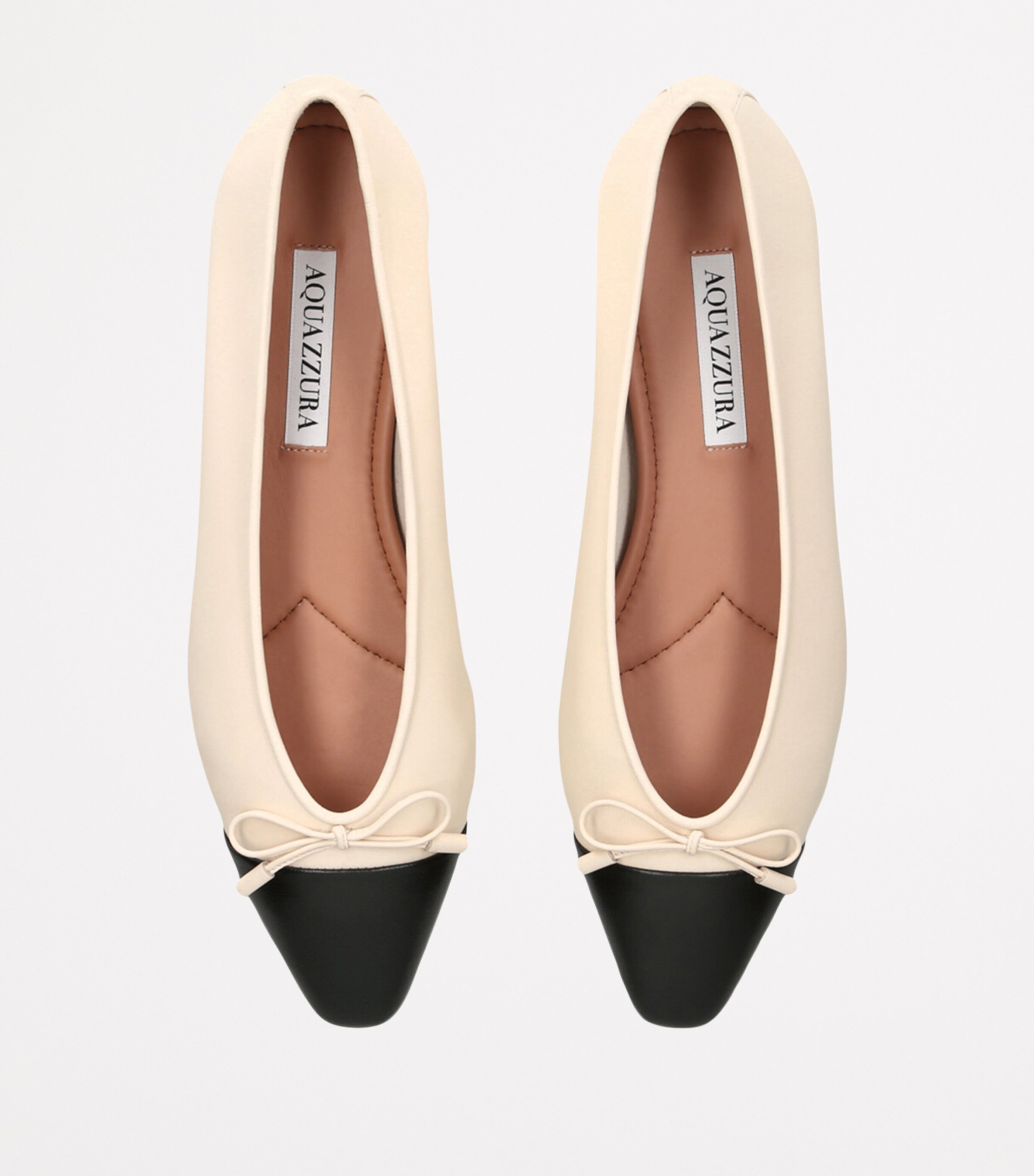 Aquazzura Leather Gioia Ballet Flats White/blk Image 4
