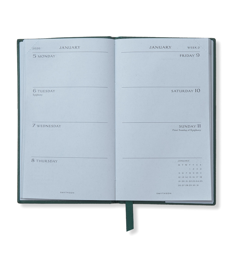 Panama Leather Weekly Diary 2026 FOREST GREEN Image 2