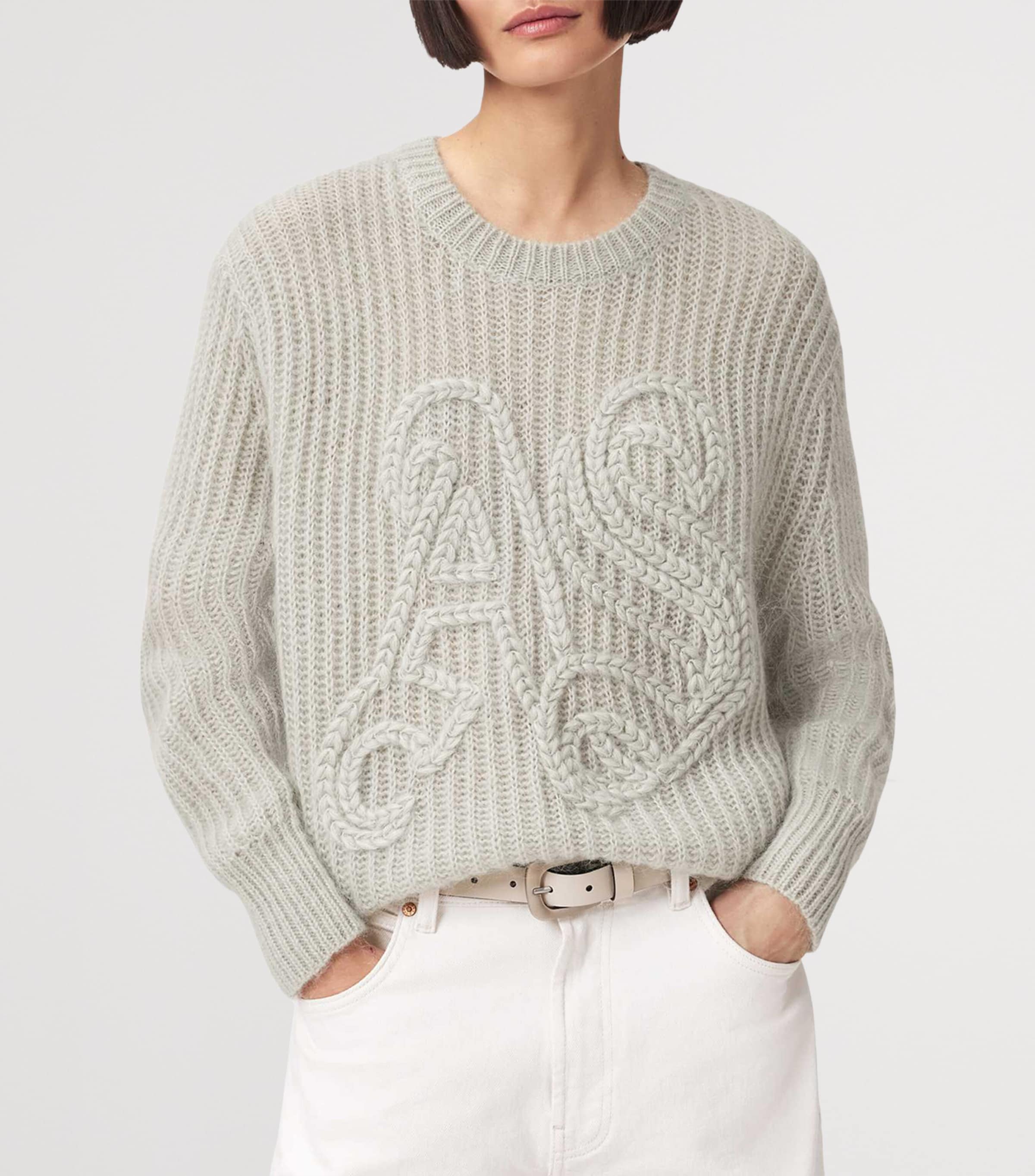 Wool-Blend Chain Sweater PALE LAUREL GREEN Image 4