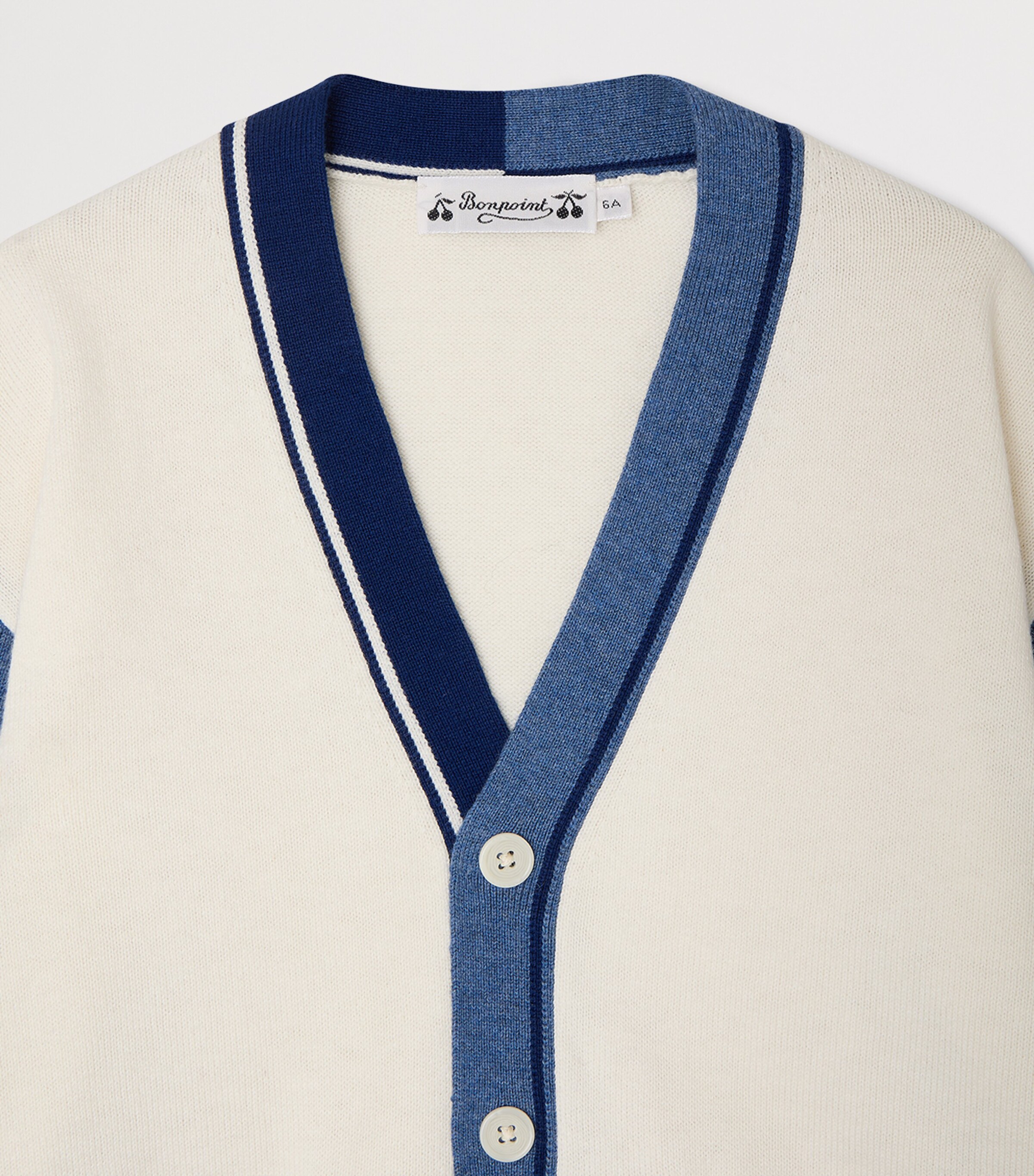Bonpoint Cotton-Cashmere Loris Cardigan (10-14 Years) Ra Blanc Lait Image 3