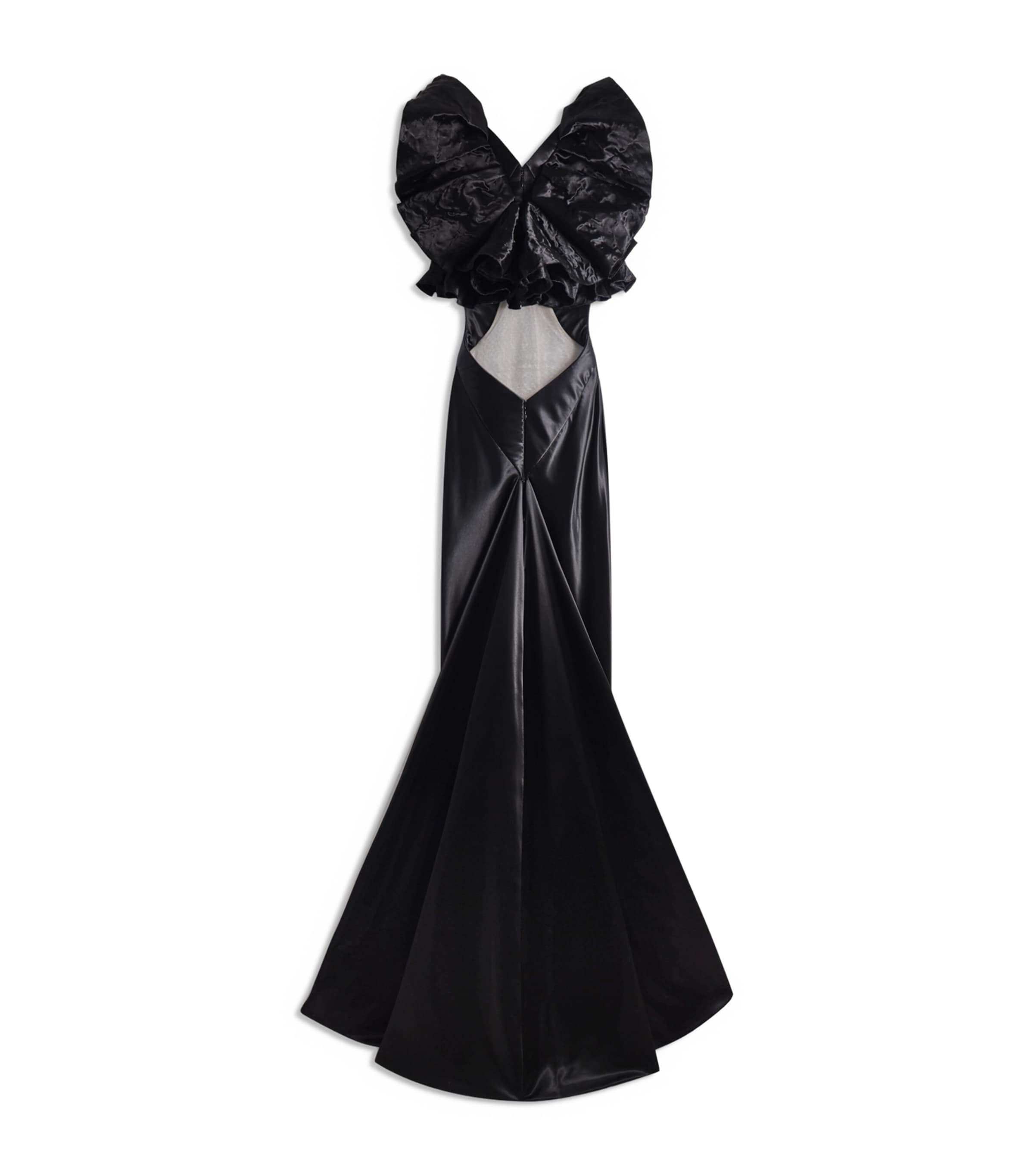 Schiaparelli Womens Satin Ruffle Gown Black Image 5