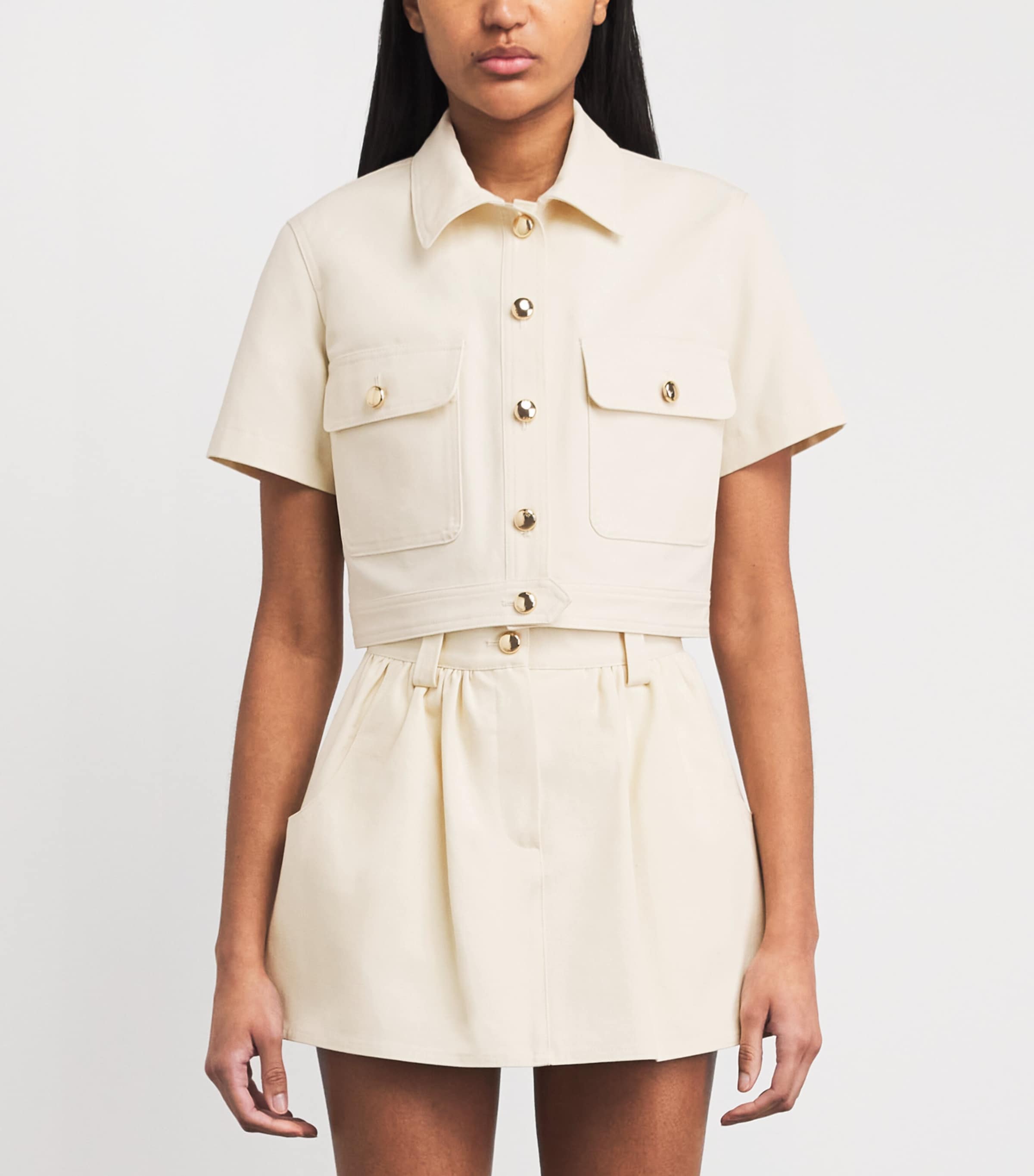 Cotton Cropped Jacket ECRU Image 4