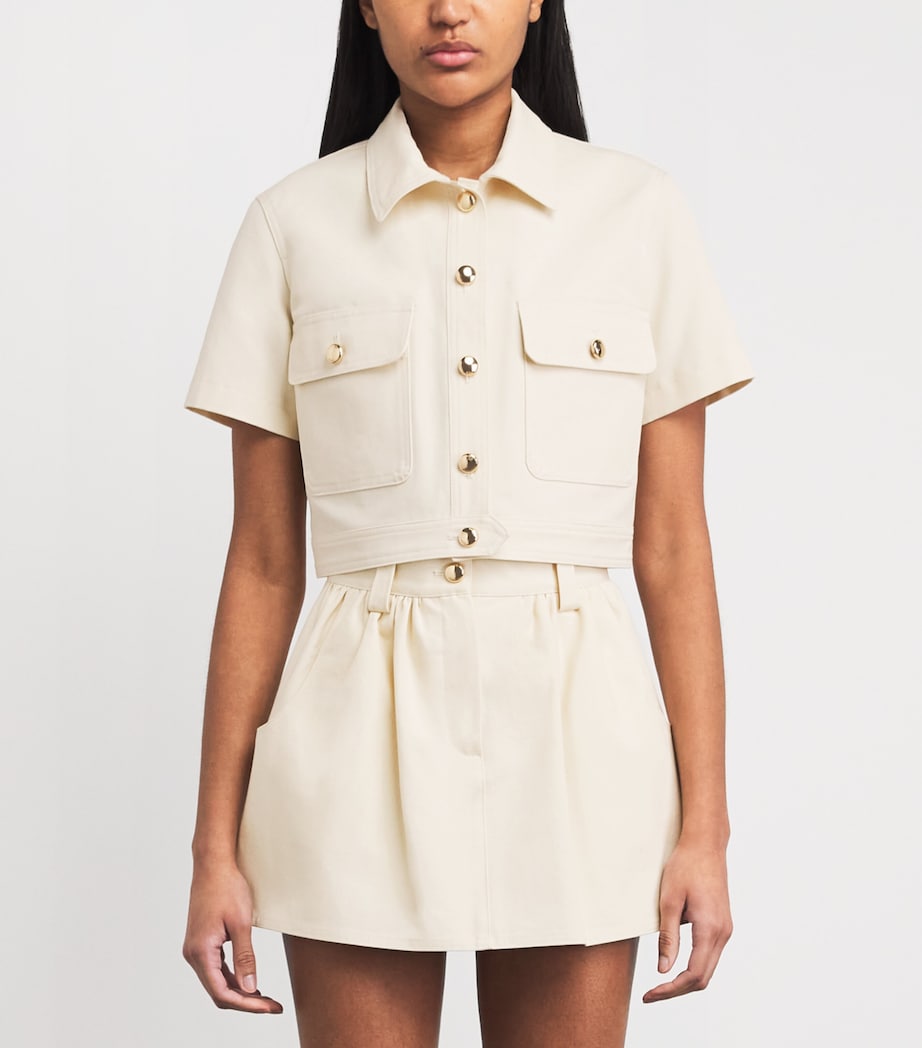 Cotton Cropped Jacket ECRU Image 4