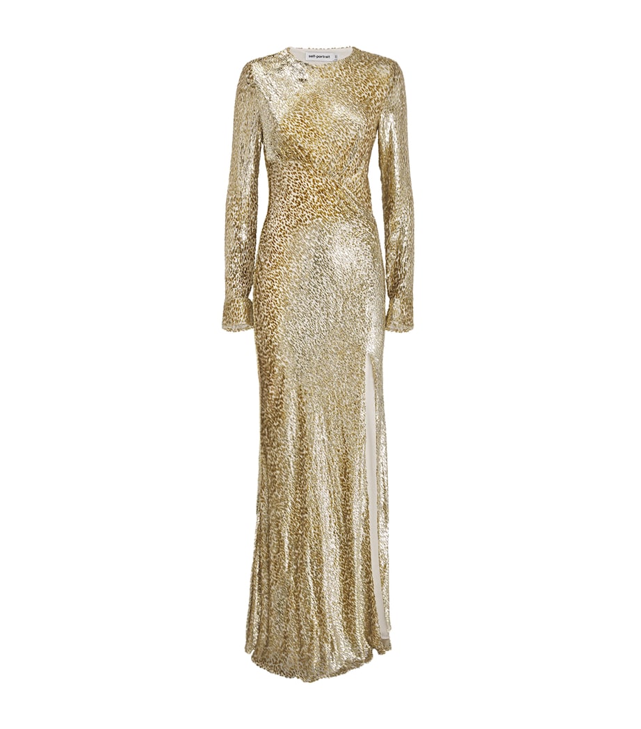 Metallic Cut-Out Maxi Dress GOLD Image 1