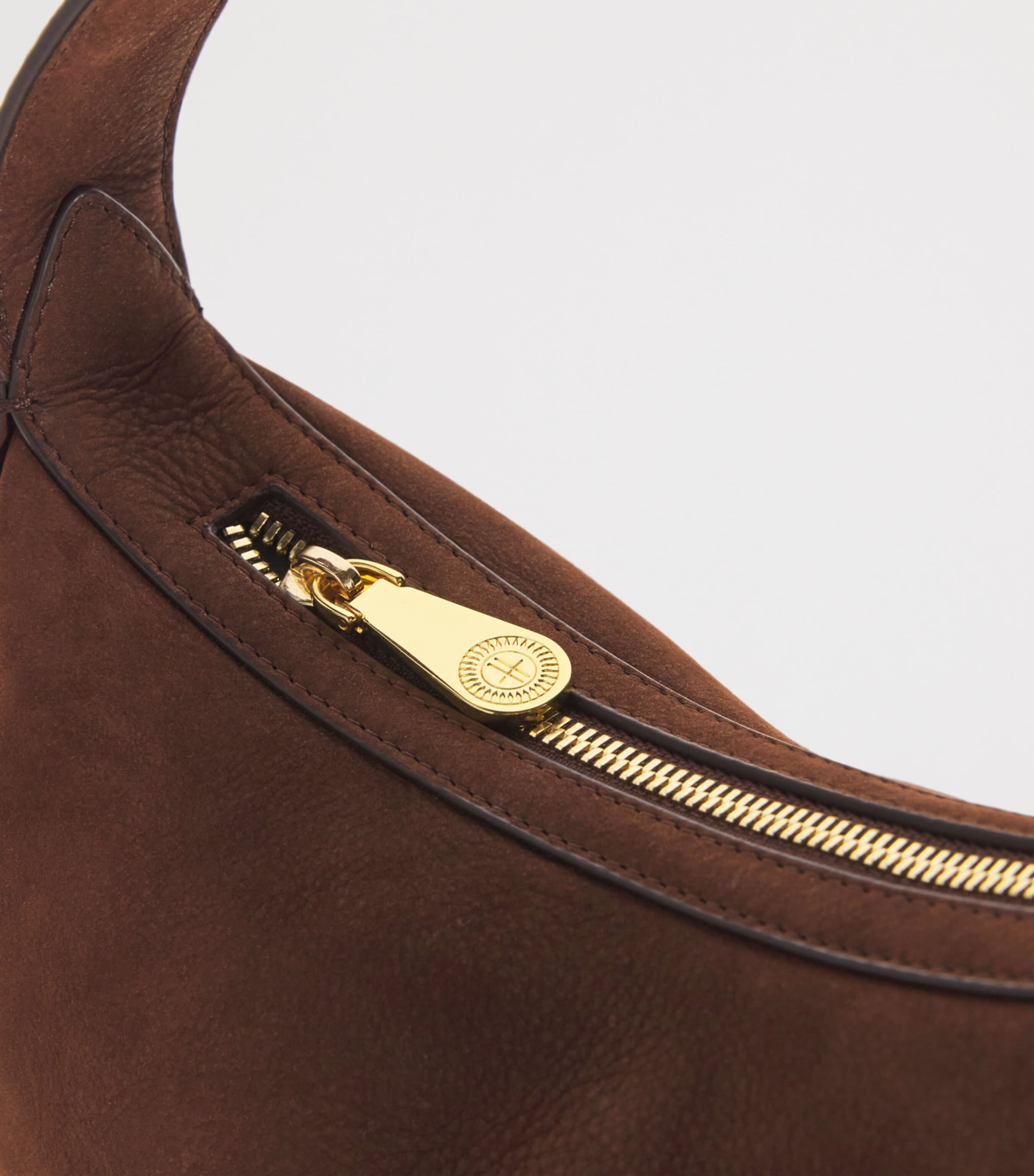 Large Suede Crescent Shoulder Bag TAN Image 6